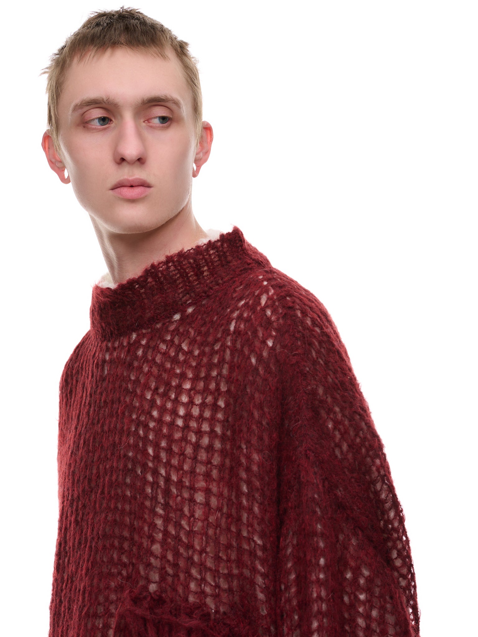 Lance Stitch Double Layer Sweater (AR03N008-NATURAL-RED-MIX)