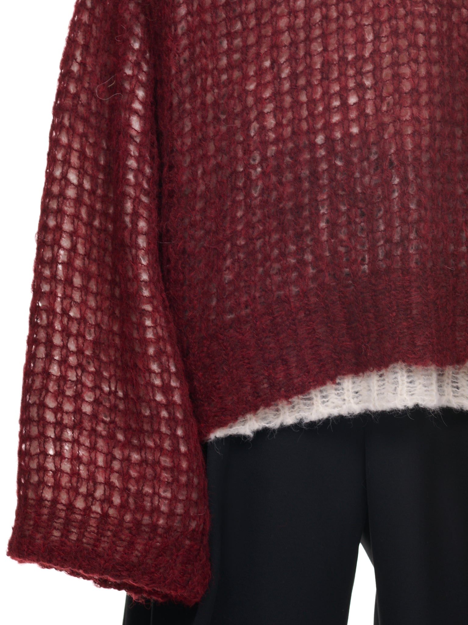 Lance Stitch Double Layer Sweater (AR03N008-NATURAL-RED-MIX)
