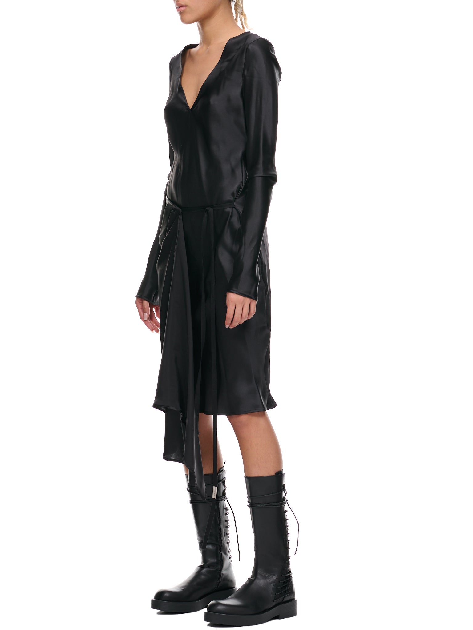 Frederique Asymmetric Wrap Dress (B0010951-FA134-BLACK)