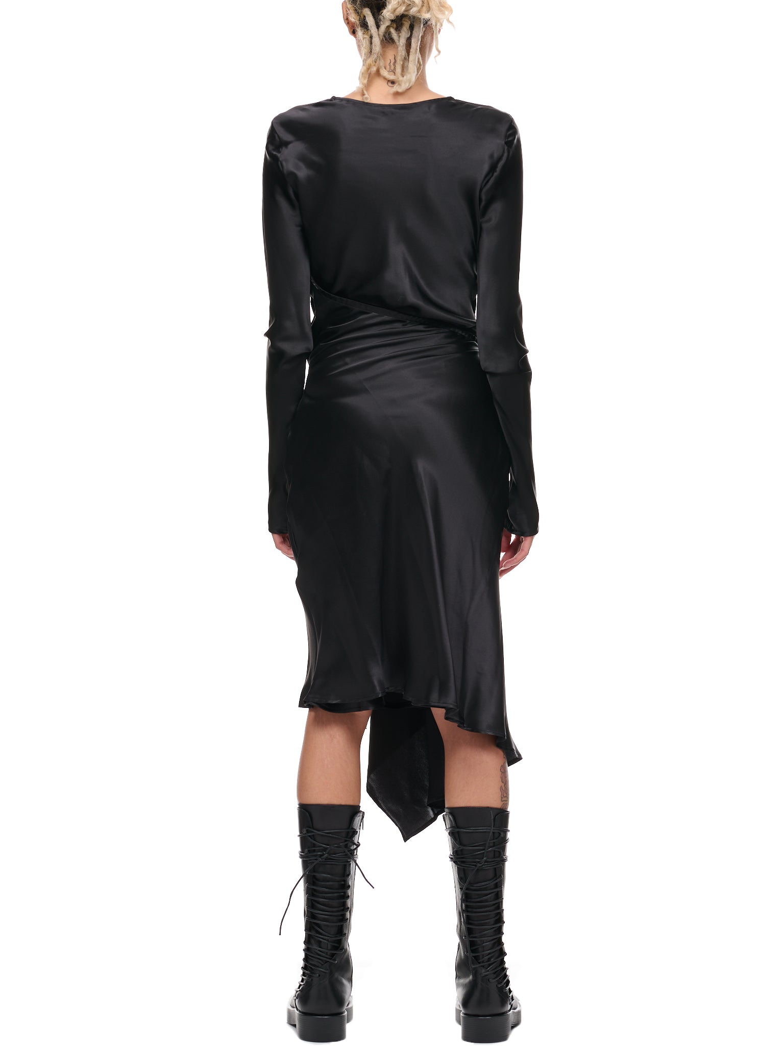 Frederique Asymmetric Wrap Dress (B0010951-FA134-BLACK)