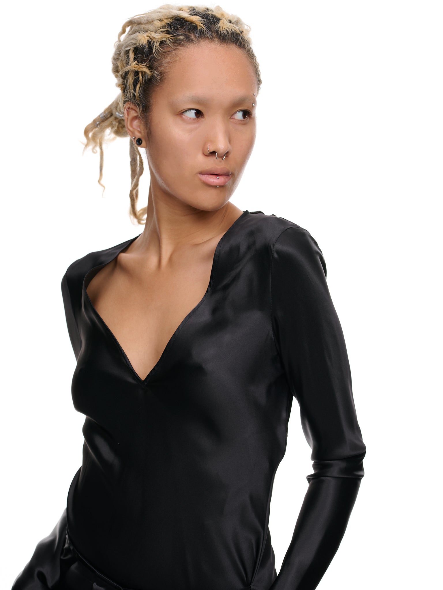 Frederique Asymmetric Wrap Dress (B0010951-FA134-BLACK)