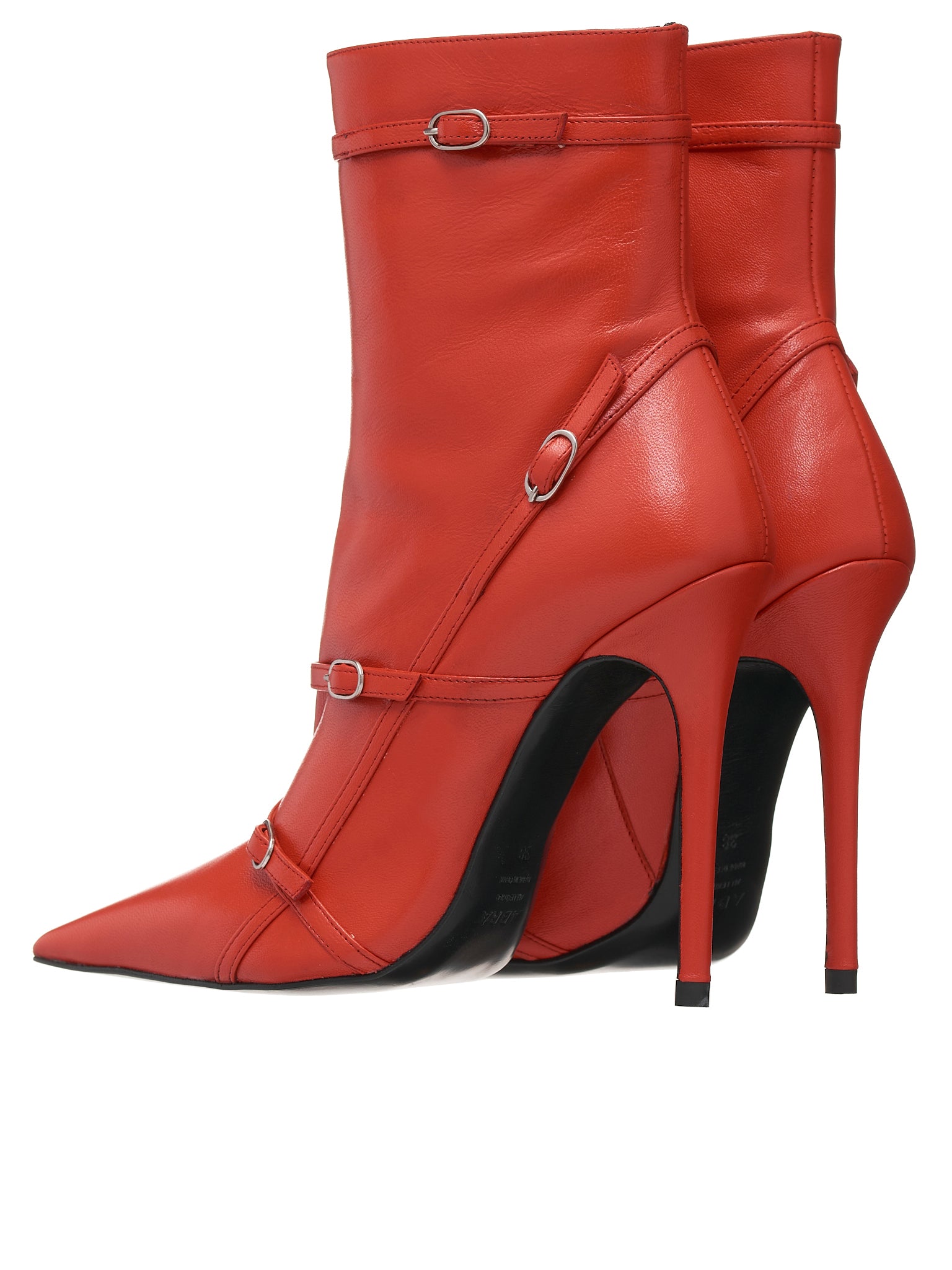 Dolce & Gabbana Lace-Up Leather Knee-Length Boots - Red