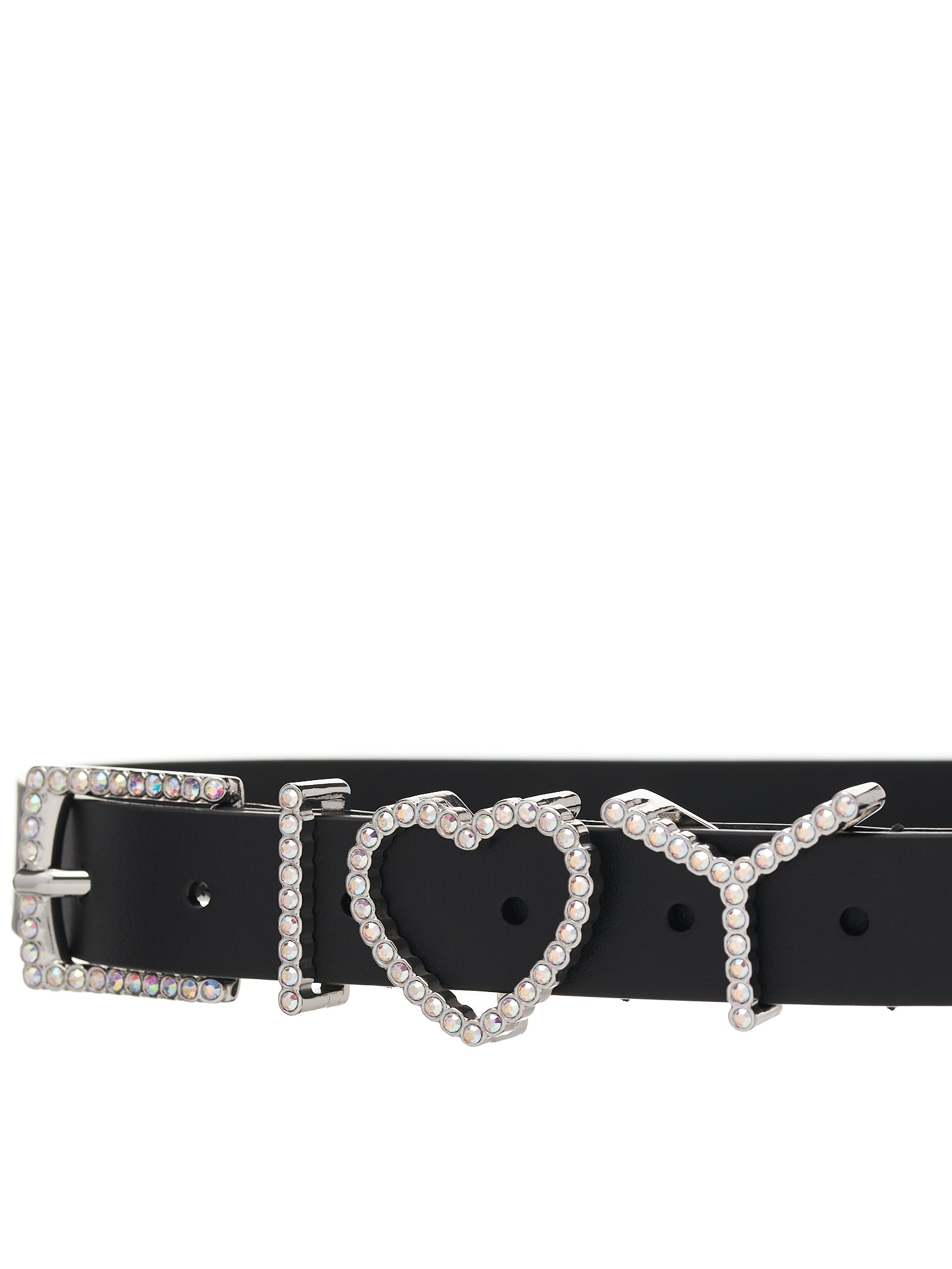 Y Heart Belt (BELT11B-S24-S10-BLACK-RHINESTO)