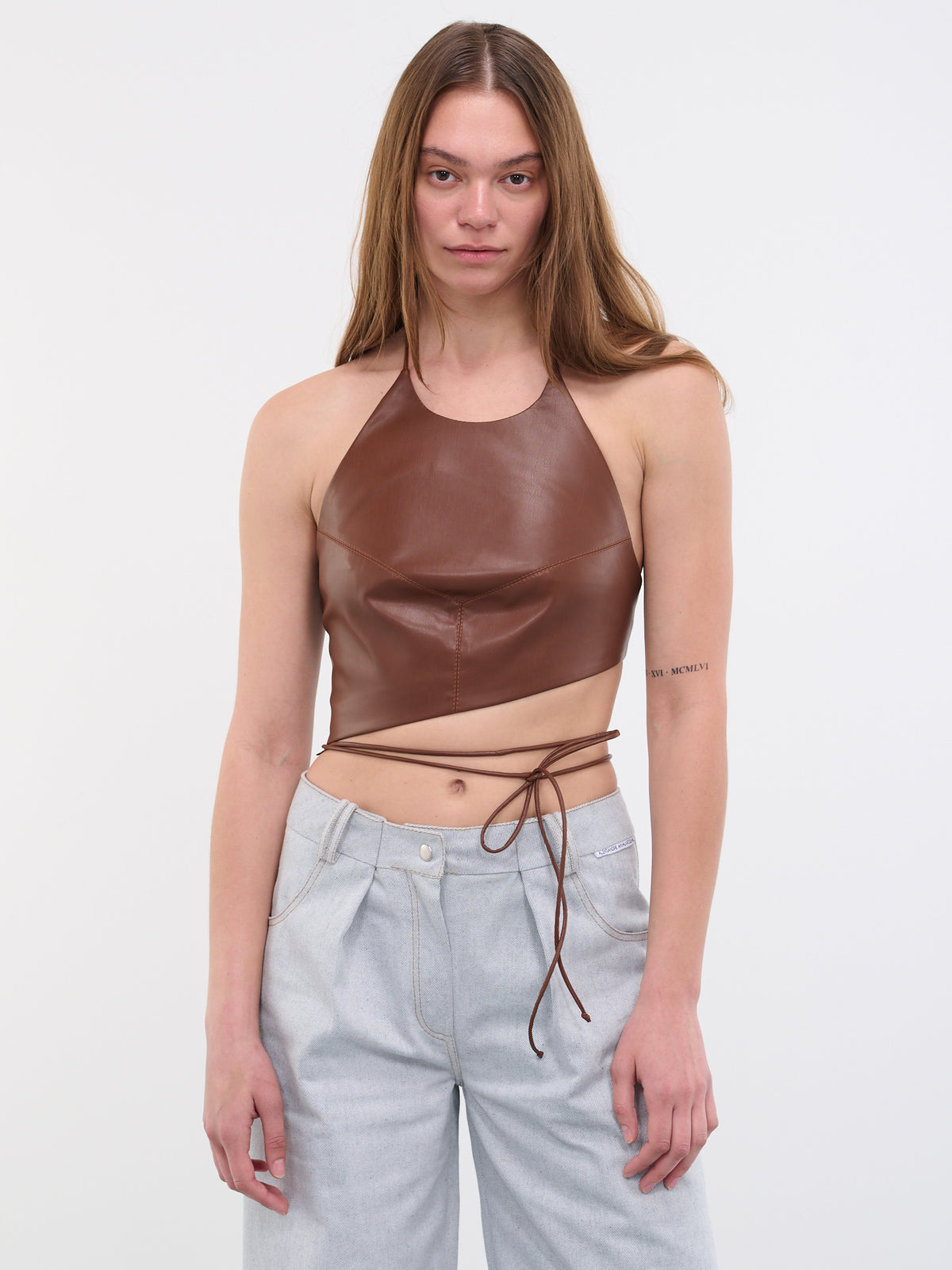 Halter Neck Top (BRTPVL06-BROWN)