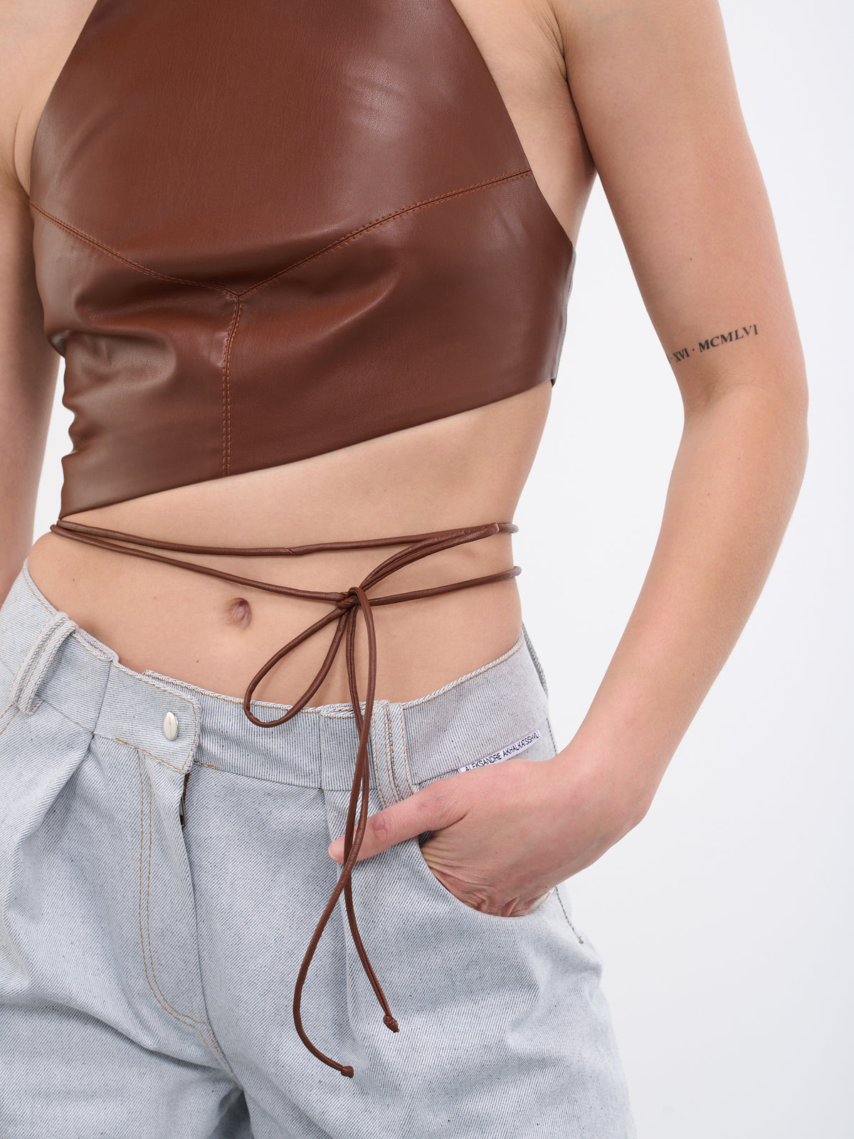 Halter Neck Top (BRTPVL06-BROWN)