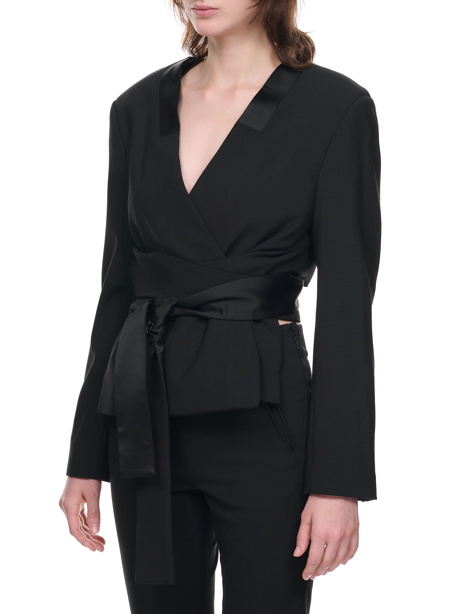 Waist Tie Blazer (BWEN028-FAB001-BLACK)