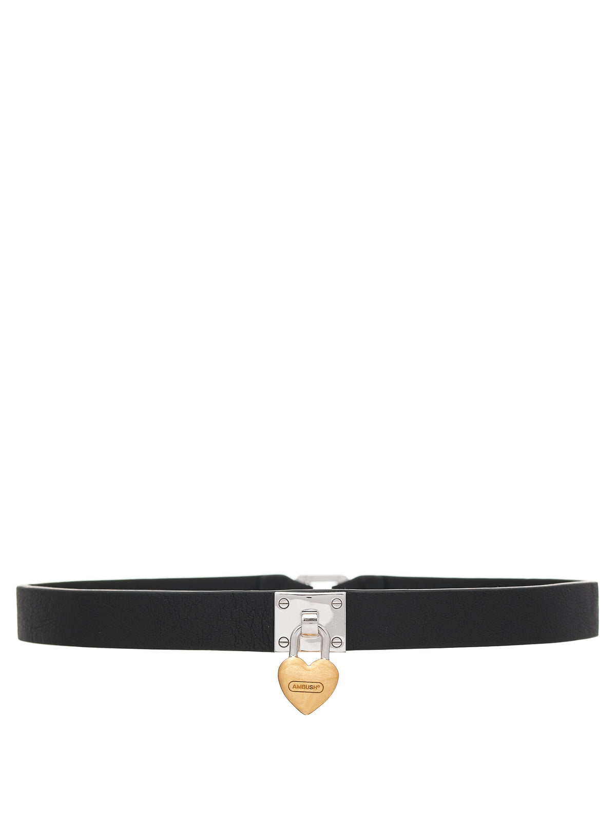Heart Padlock Leather Choker (BWOB082-BRA001-1076-BLACK-GOLD)