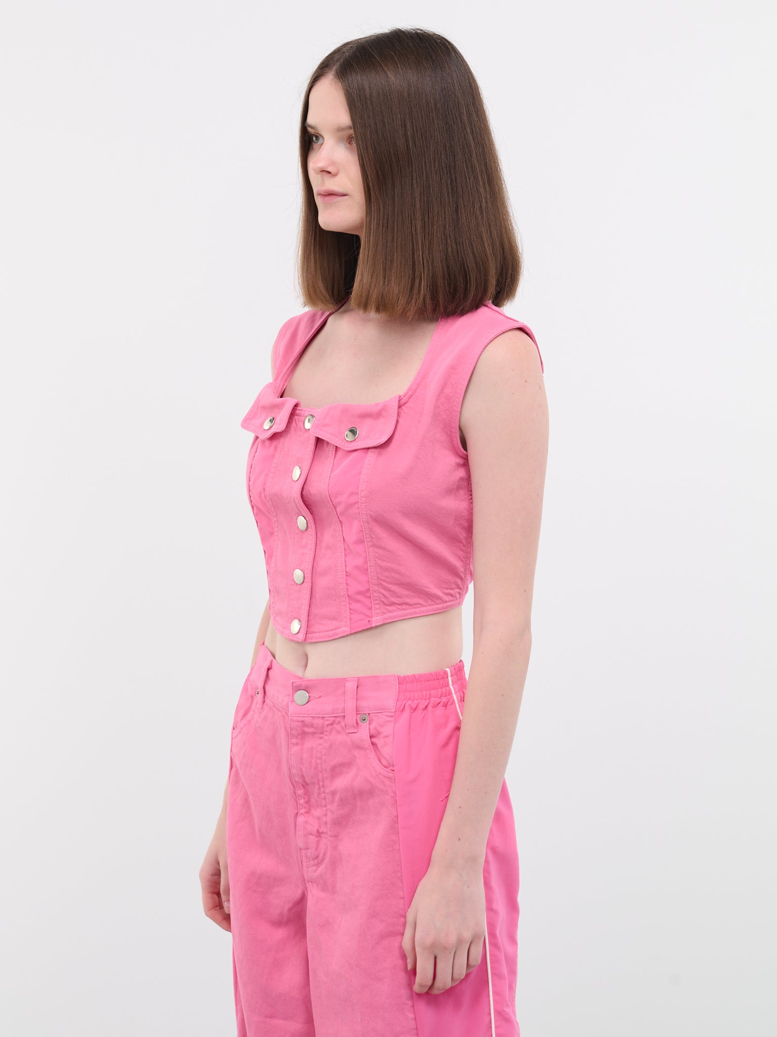 Denim Bustier Top (BWYP008-DEN001-3200-SOLID-PINK)