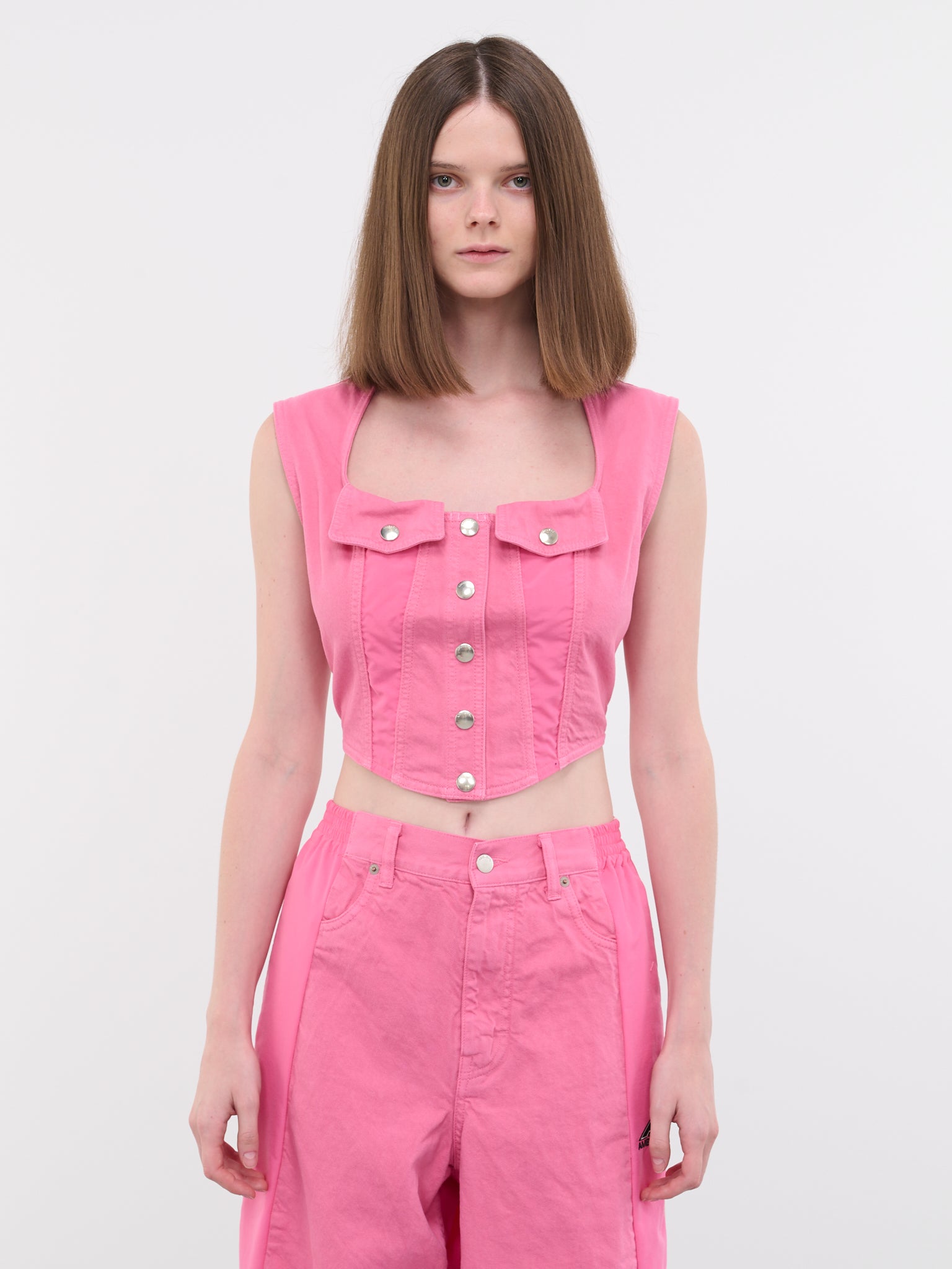 Denim Bustier Top (BWYP008-DEN001-3200-SOLID-PINK)