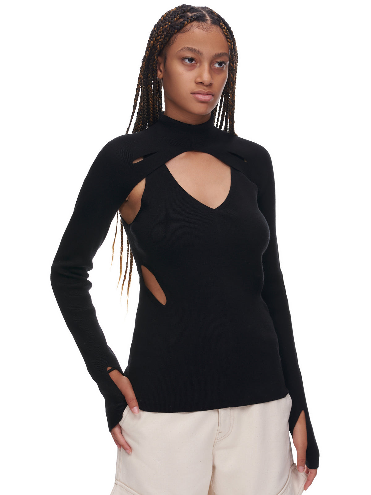 Merino Double Lock Slit Skivvy (C7078P22-BLACK)