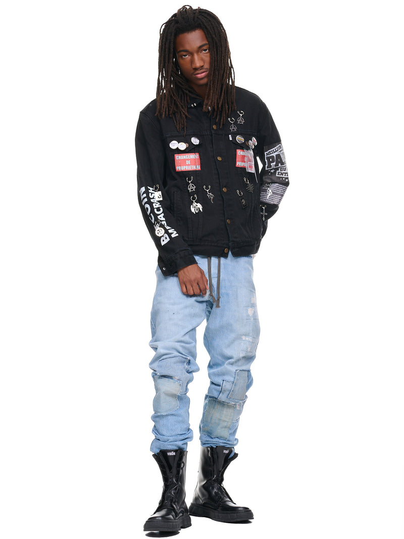 Black graffiti denim best sale jacket
