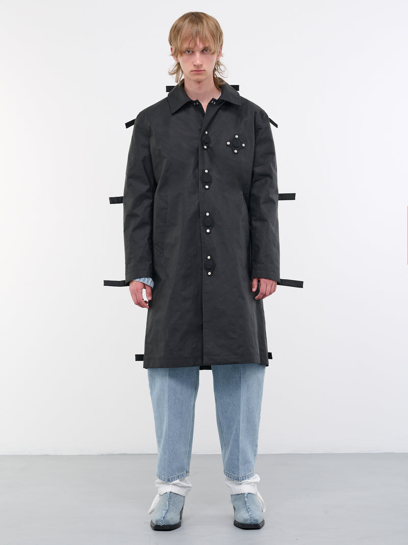 Black Coated Canvas Tab Coat (CG-CWOLCO06-BLACK)