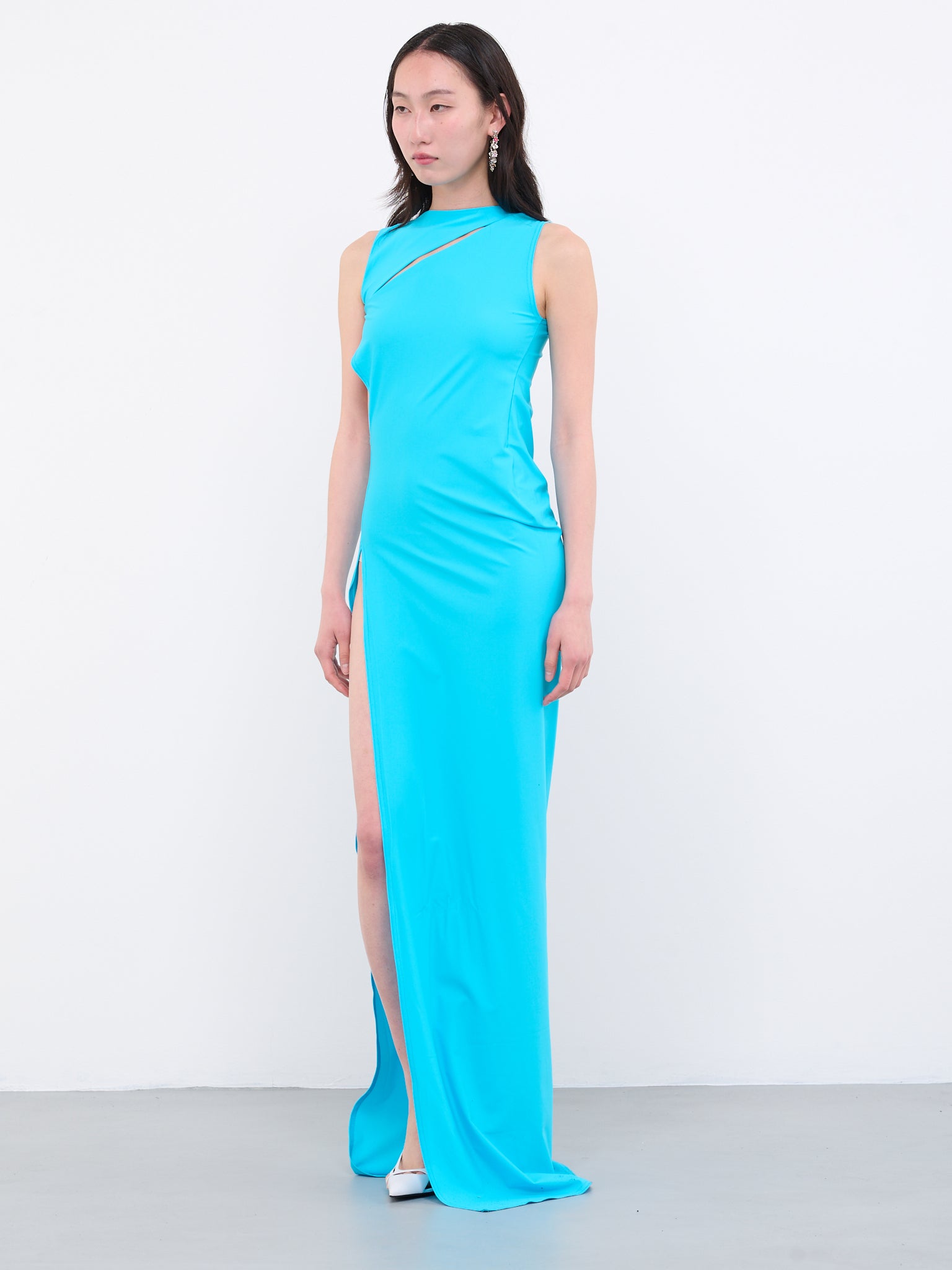 Slash Jersey Gown (CL35-TURQUOISE)