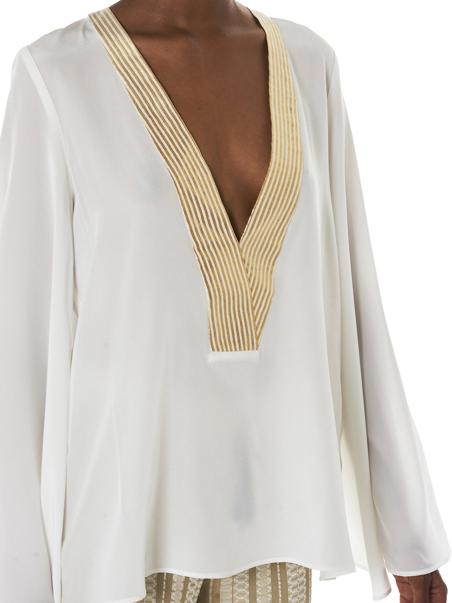 Zeus + Dione Gold Striped Blouse - Hlorenzo Detail 1