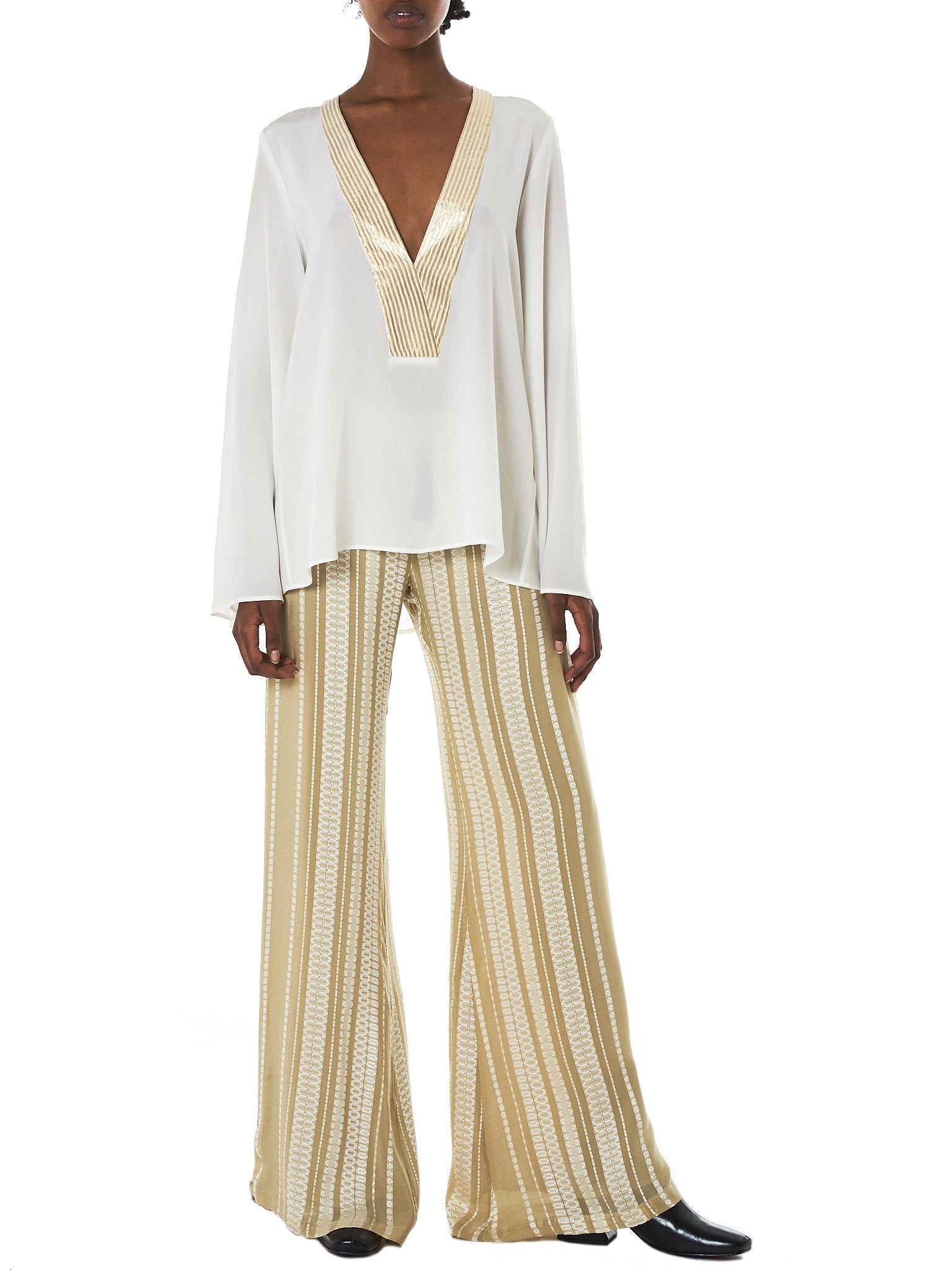 Zeus + Dione Gold Striped Blouse - Hlorenzo Style