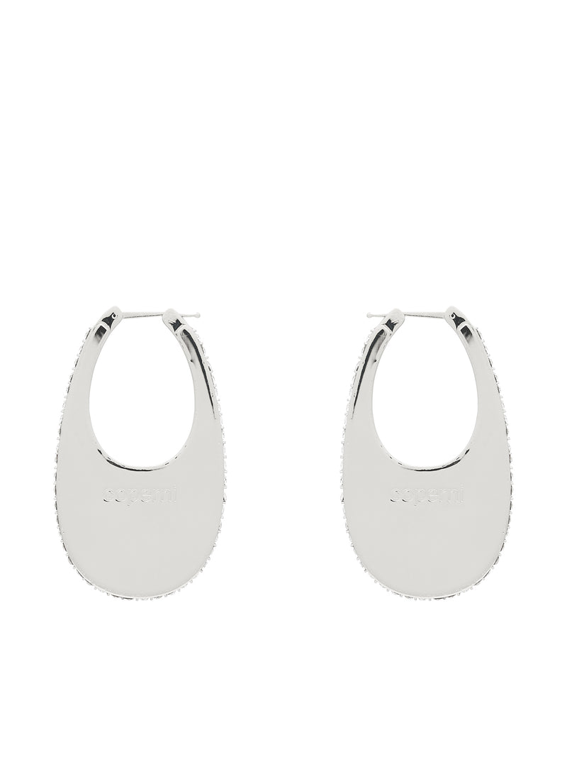 Crystal Swipe Large Earrings (COPBI01726-SILVER)