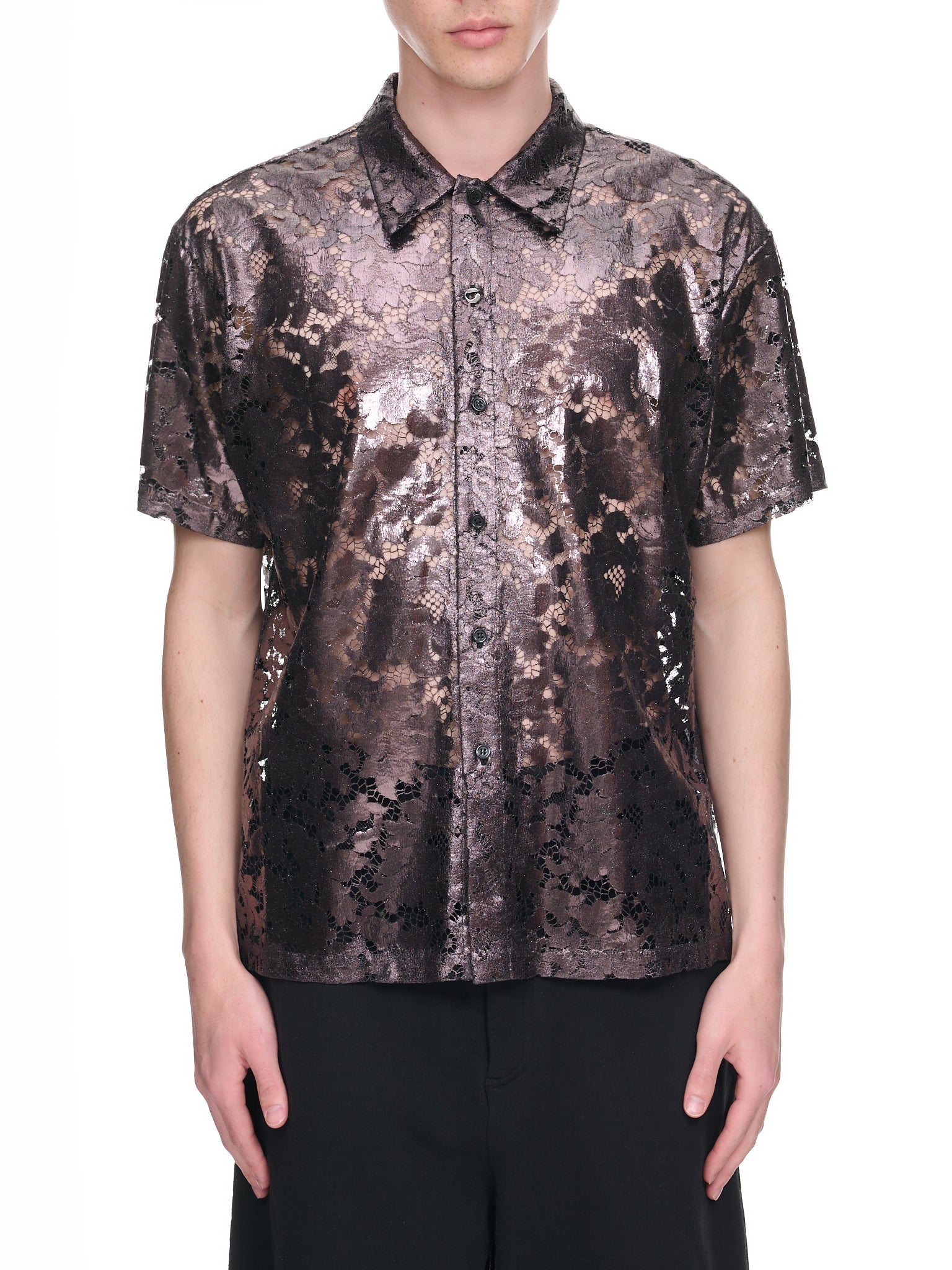 Metallic Lace Shirt (COPCH17014-CHOCOLATE)