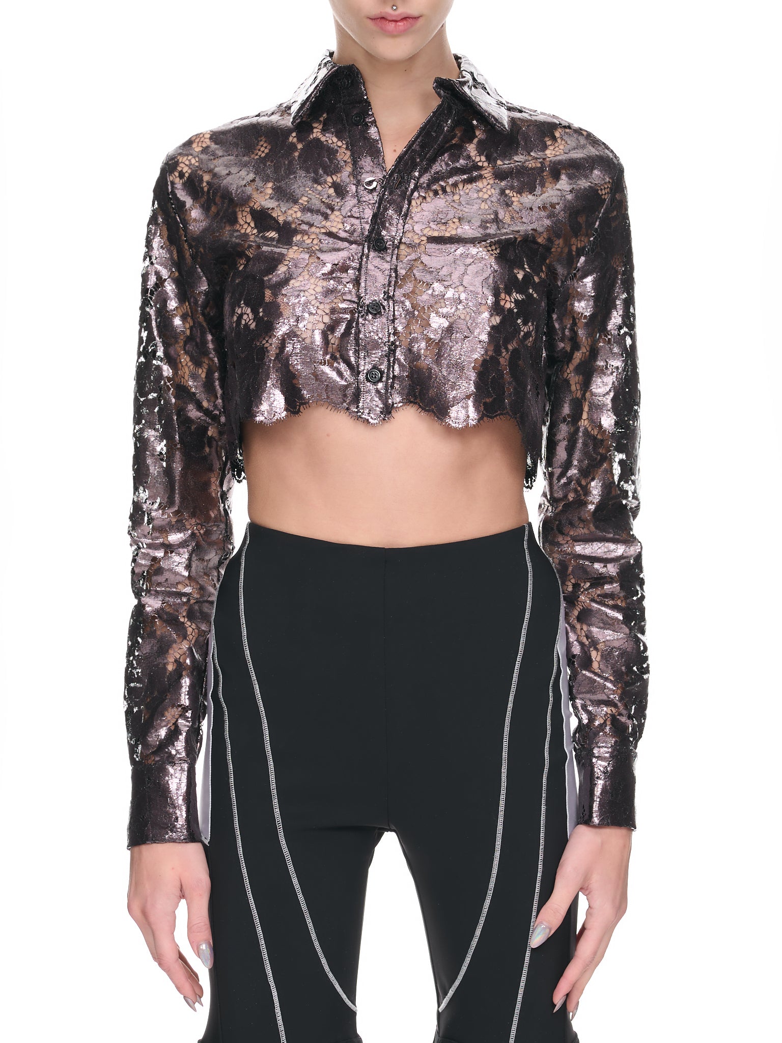 Metallic Lace Top (COPCH27014-CHOCOLATE)
