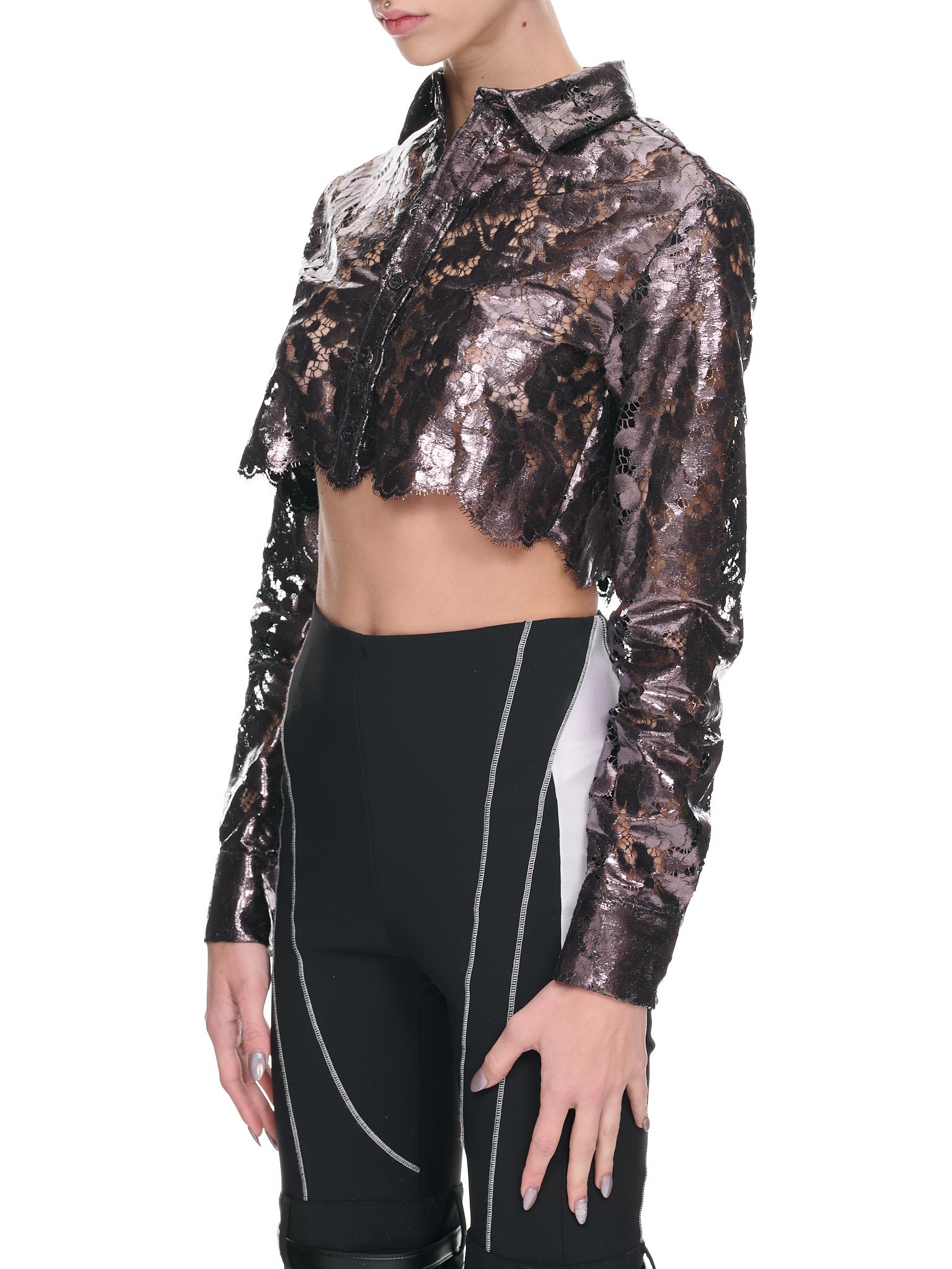 Metallic Lace Top (COPCH27014-CHOCOLATE)
