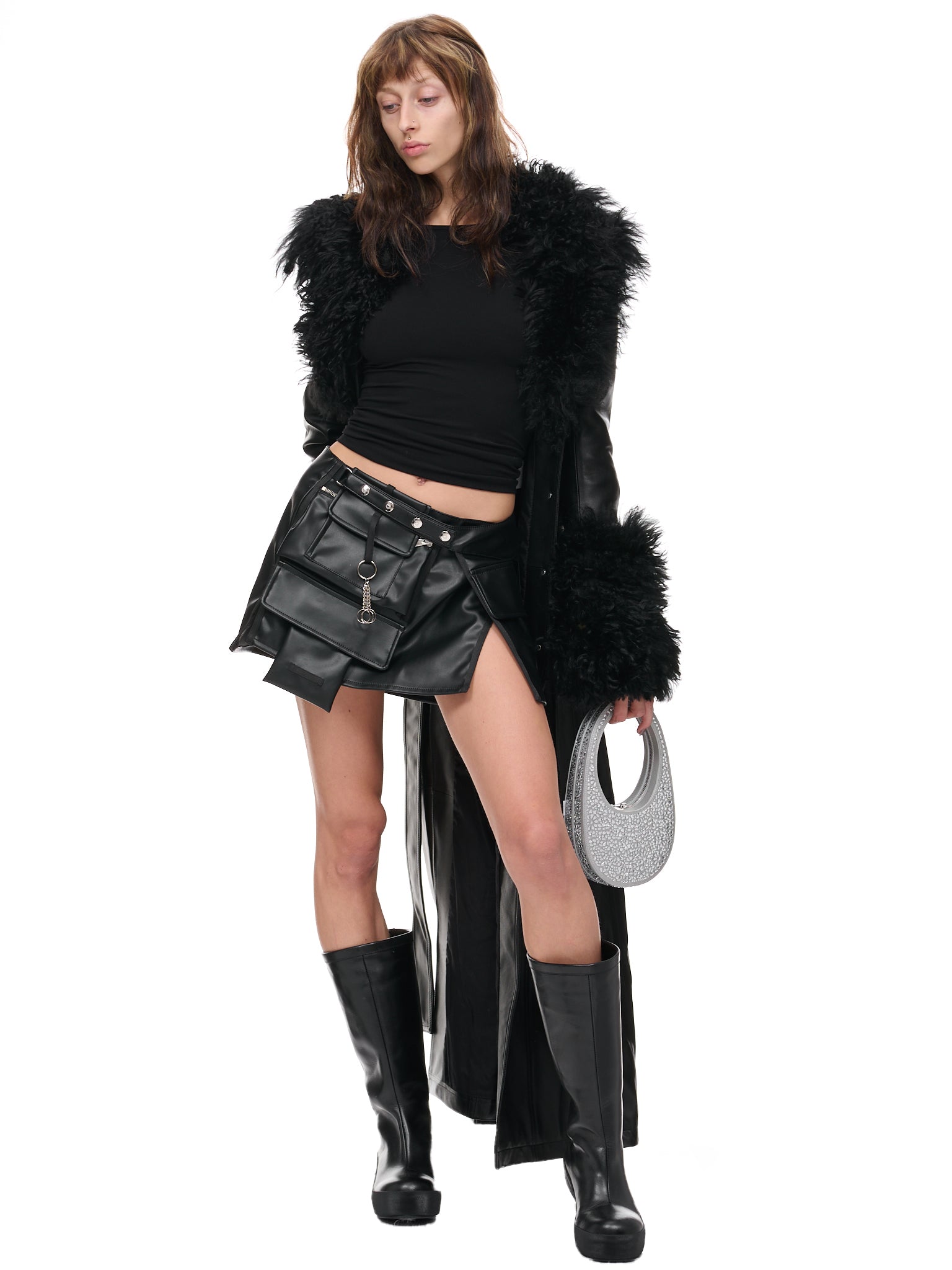 Crystal-Embellished Swipe Bag (COPBA01BIS422-SILVER)