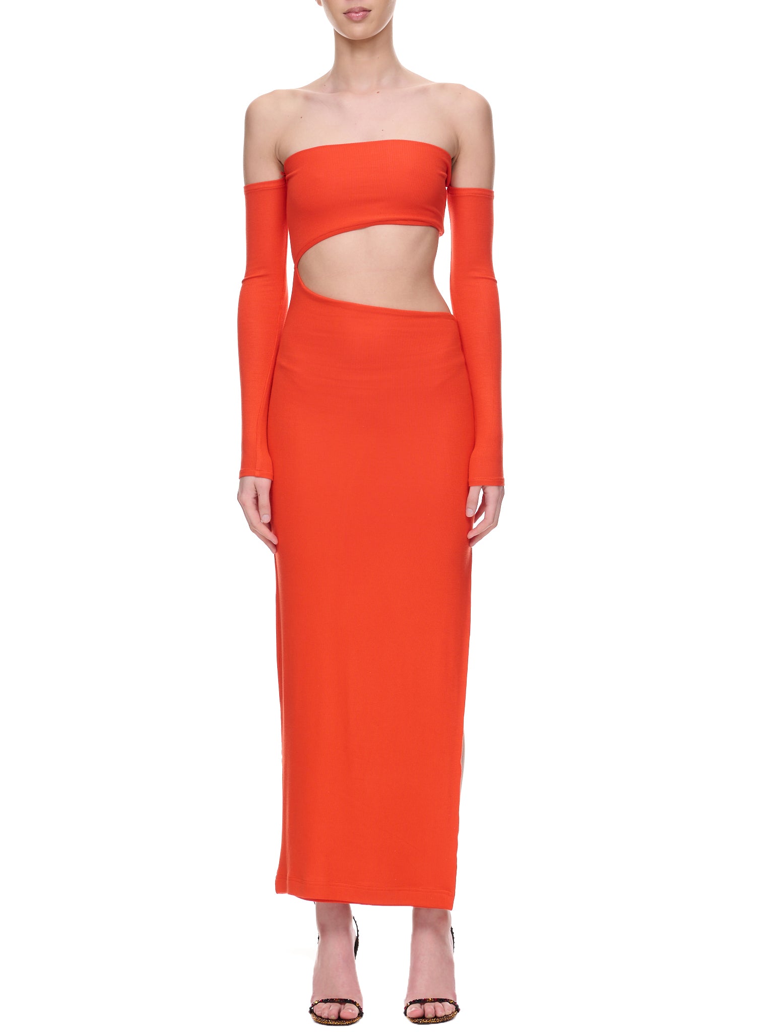 cut out dress orange One Shoulder Twist Detail Cut Out Maxi Dress In Orange | EGO US