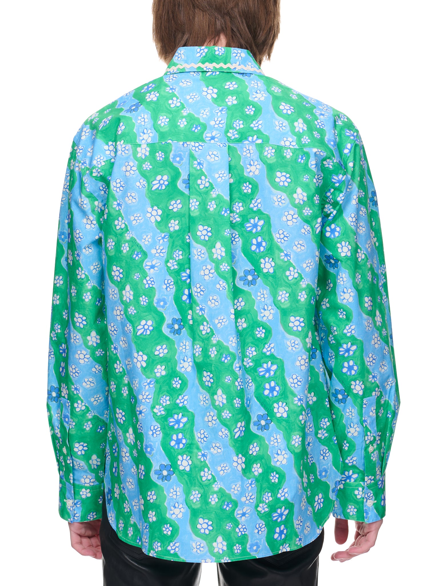 Stripy Flower Poplin Shirt (CUMU0212A8-UTC234-SEA-GREEN)