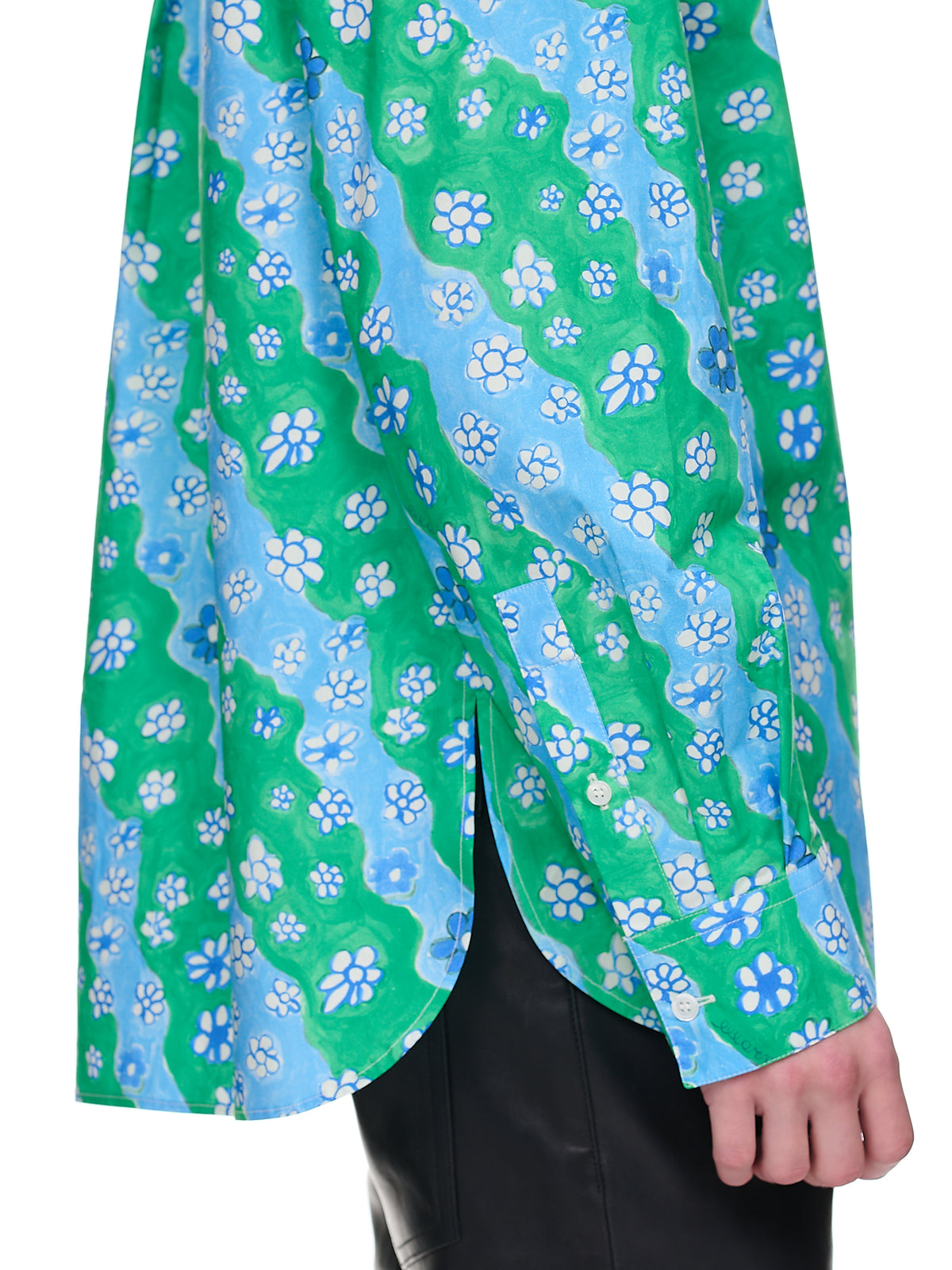 Stripy Flower Poplin Shirt (CUMU0212A8-UTC234-SEA-GREEN)