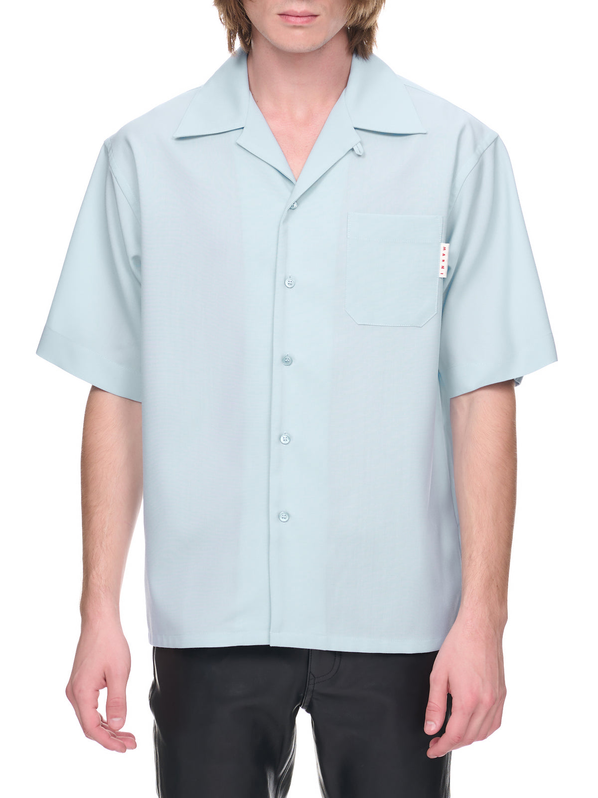 Tropical Wool Bowling Shirt  (CUMU0213A0-TW839-BLUE-ARCTIC)