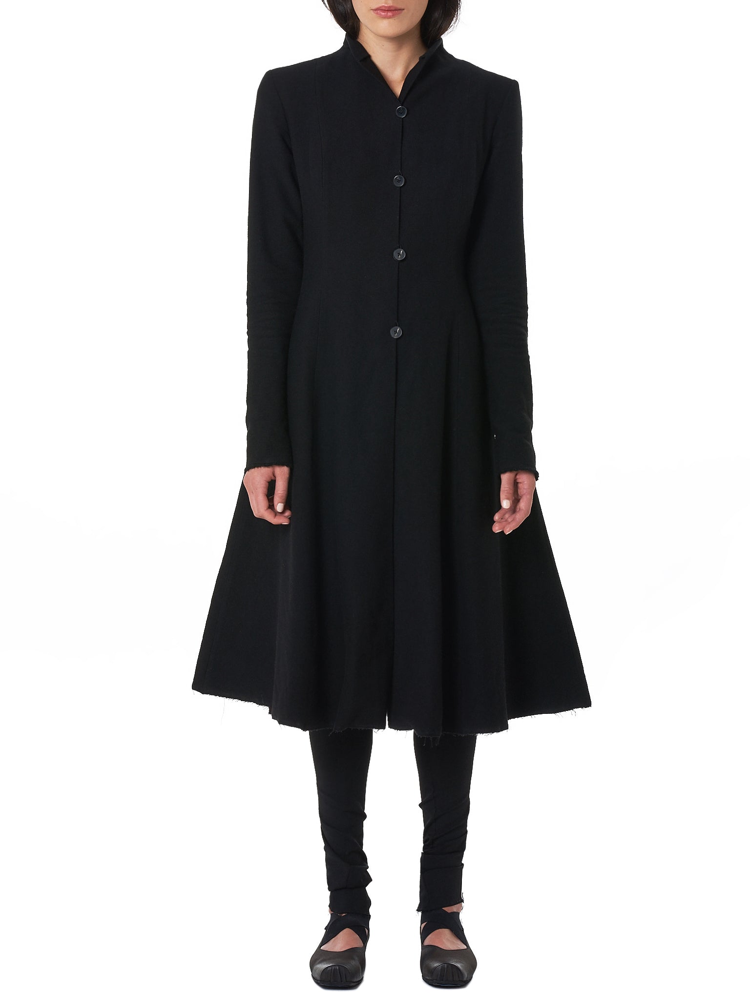 Double Breasted Trench with Leather Patch Black