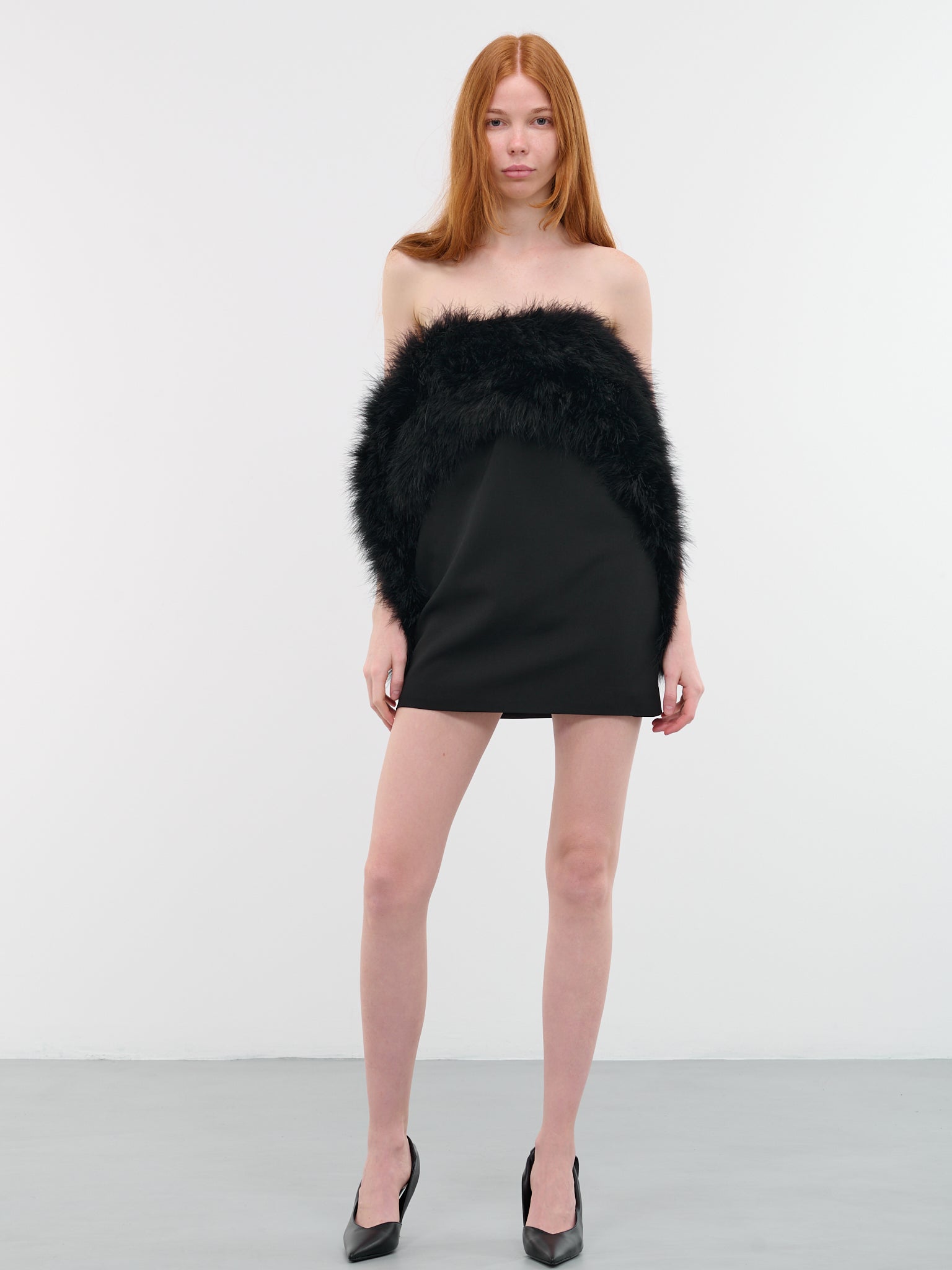 BLAISE MINI DRESS IN Black WITH FEATHER EMBELLISHMENT - 16Arlington BLAISE MINI DRESS IN Black WITH FEATHER EMBELLISHMENT - 16Arlington