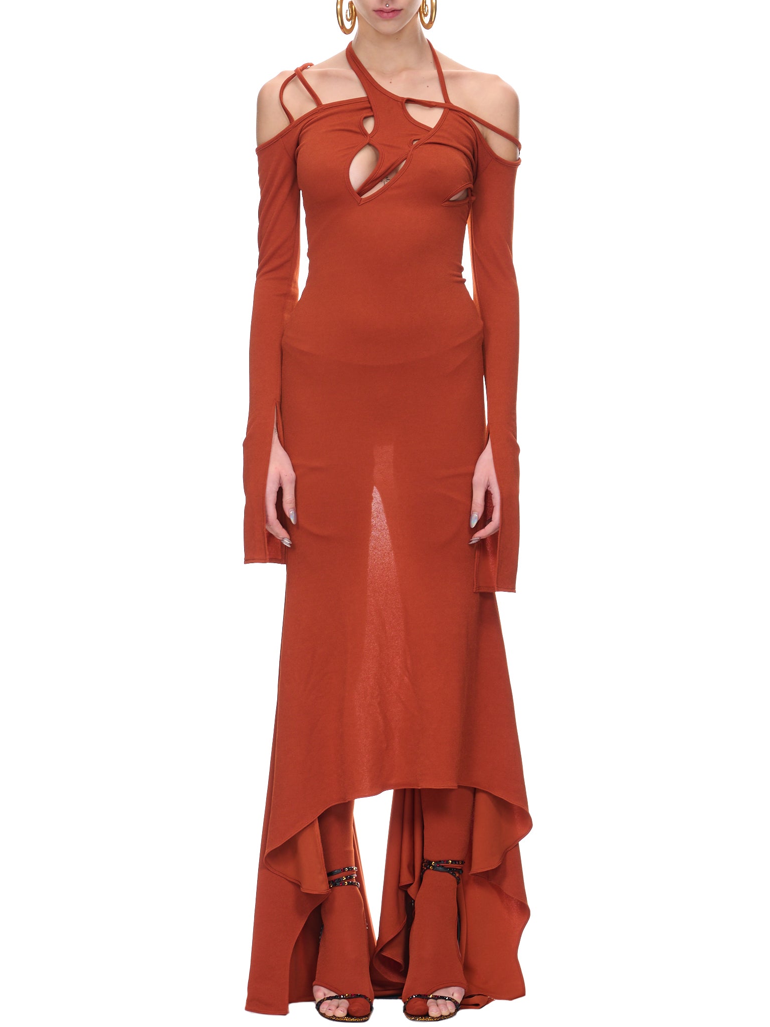 SRVC | H.Lorenzo|Armour Cable-Knit Dress (D007-BURNT-ORANGE), S / ORANGE SRVC | H.Lorenzo|Armour Cable-Knit Dress (D007-BURNT-ORANGE), S / ORANGE