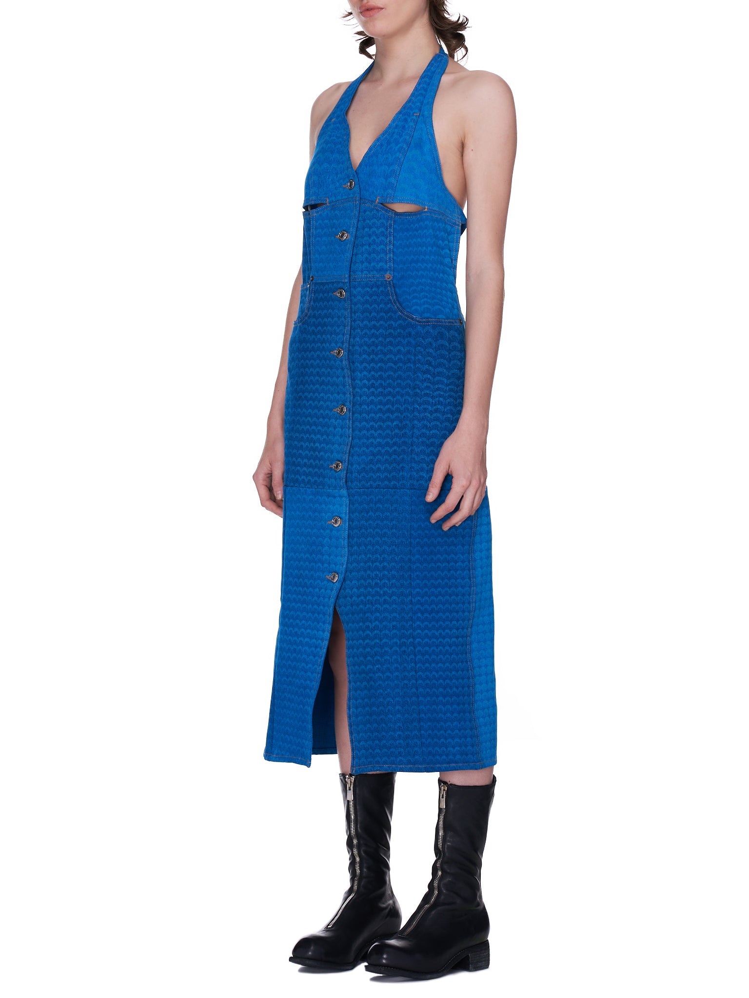 Marine Serre Blue Denim Moonfish Dress | H. Lorenzo - side 