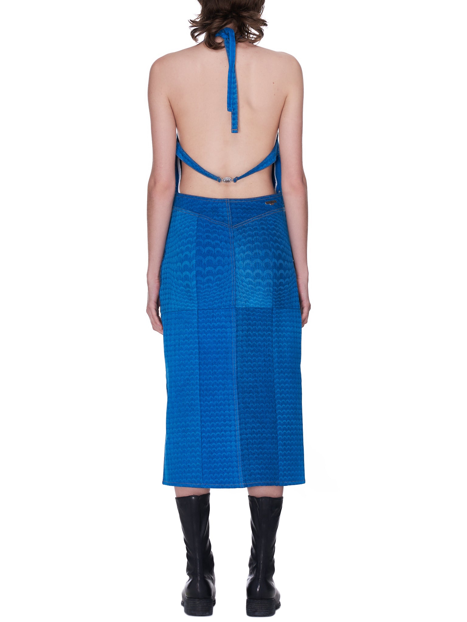 marine serre denim dress Marine serre Moonfish skin denim dress D080SS21WU DENCO0004 SEE Blue MOON skin FISH