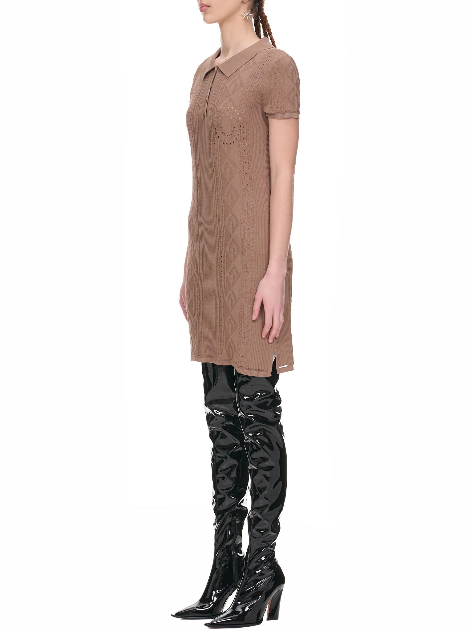 Pointelle Tennis Court Dress (D198W-KNIVI035-BEIGE) Pointelle Tennis Court Dress (D198W-KNIVI035-BEIGE)