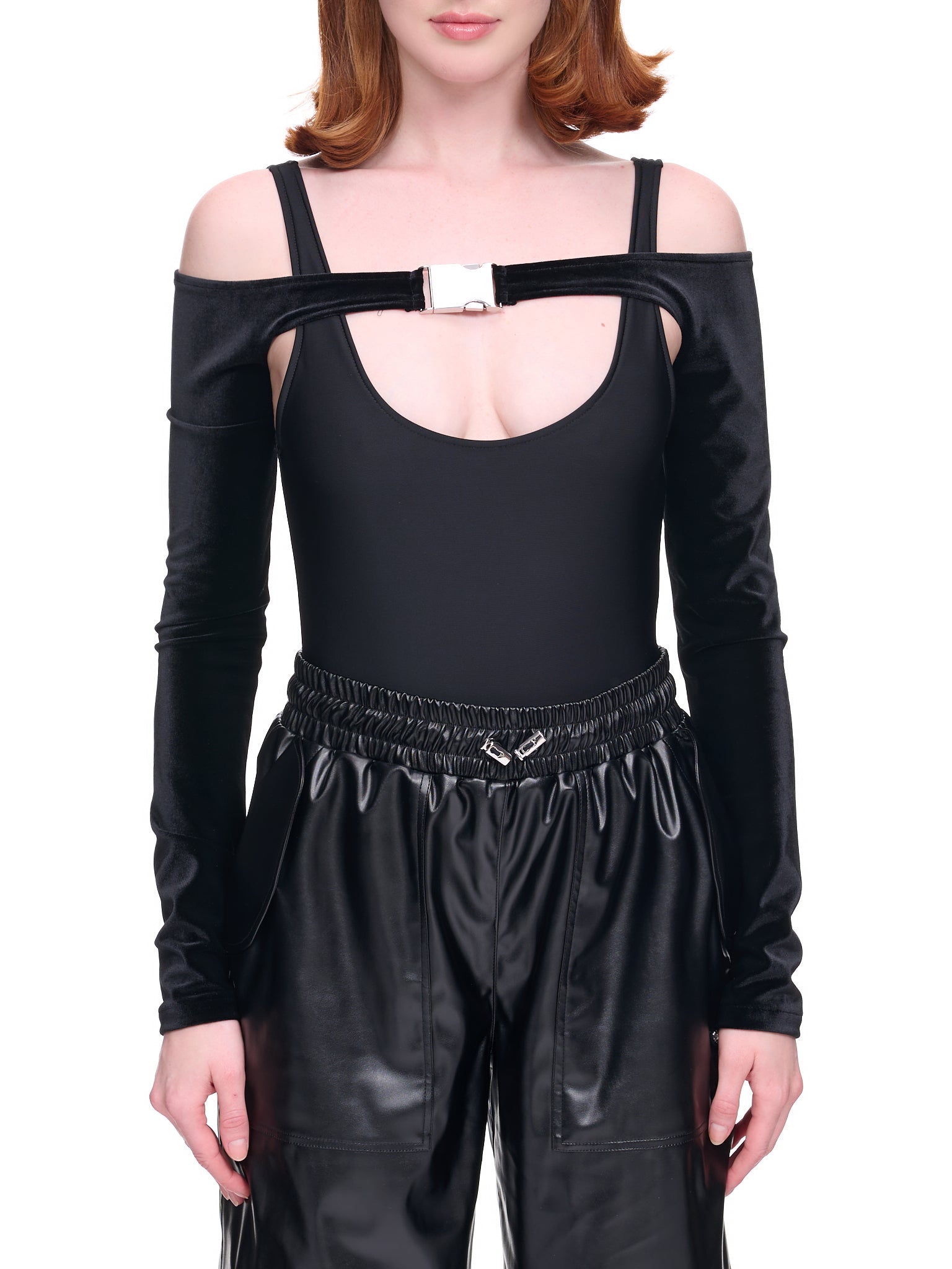 David Koma Velvet Overlayer Bodysuit | H.Lorenzo - front