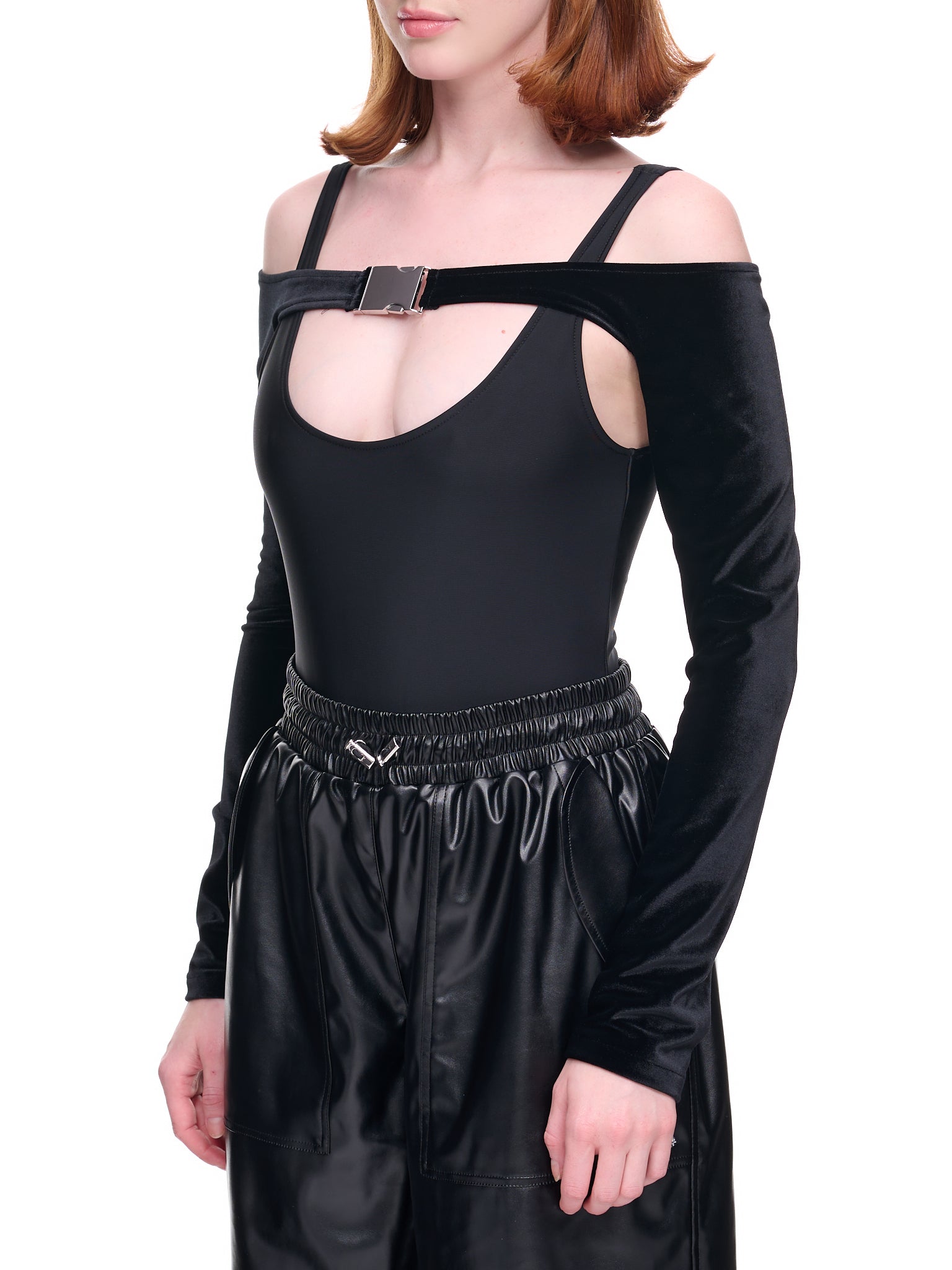 David Koma Velvet Overlayer Bodysuit | H.Lorenzo - side