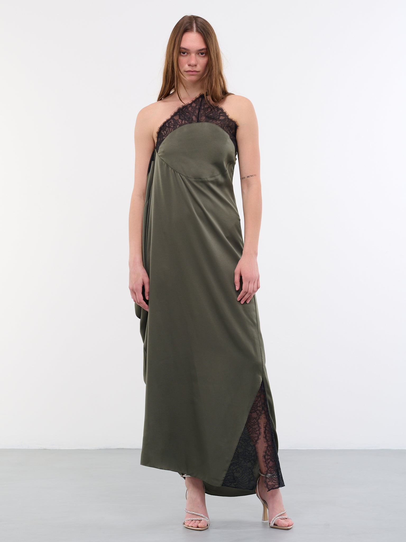One Shoulder Lace Dress (DR0346-PG1275-595-OLIVE)