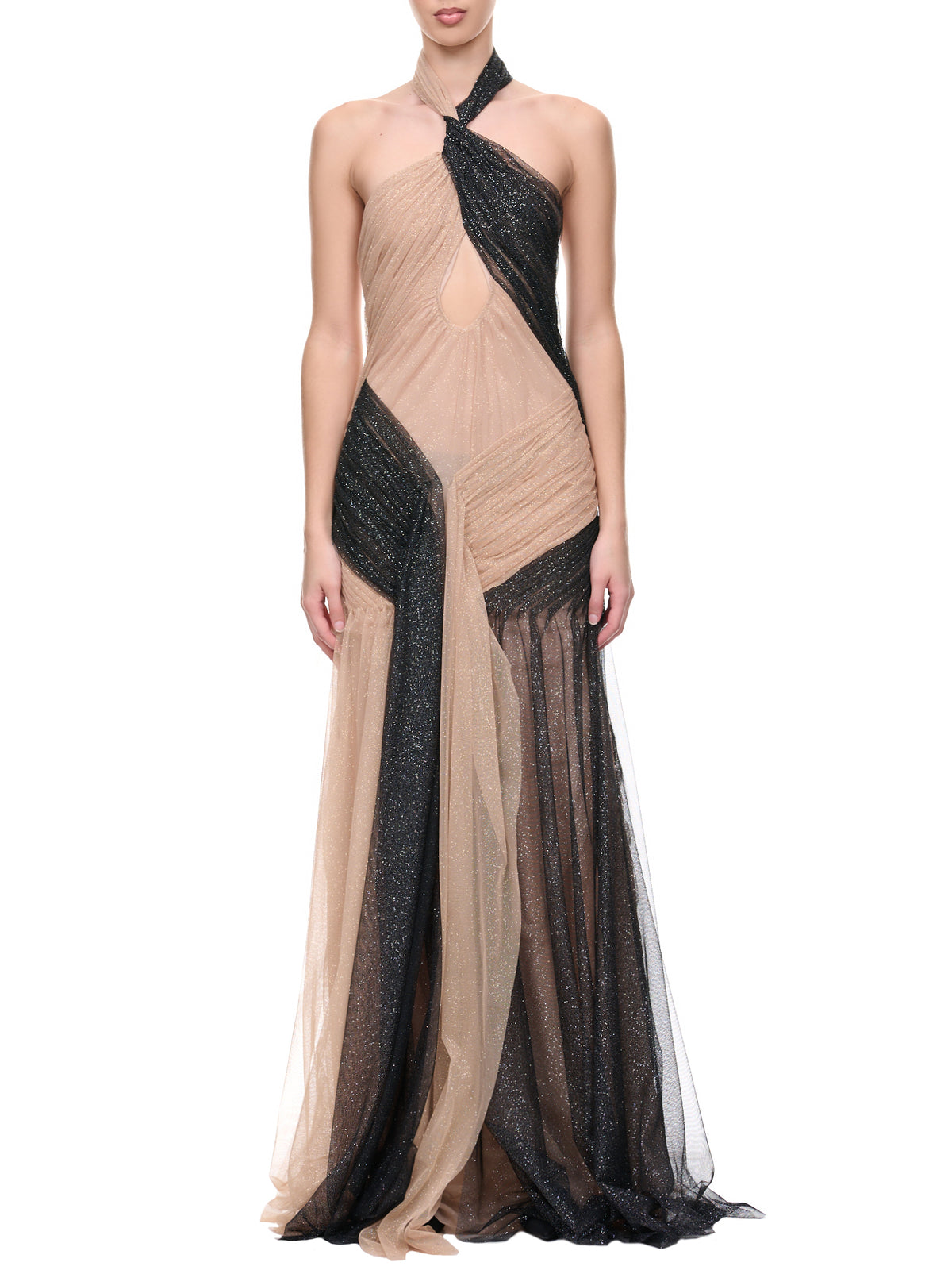 Glitter Block Dress (DR04-BEIGE-BLACK)