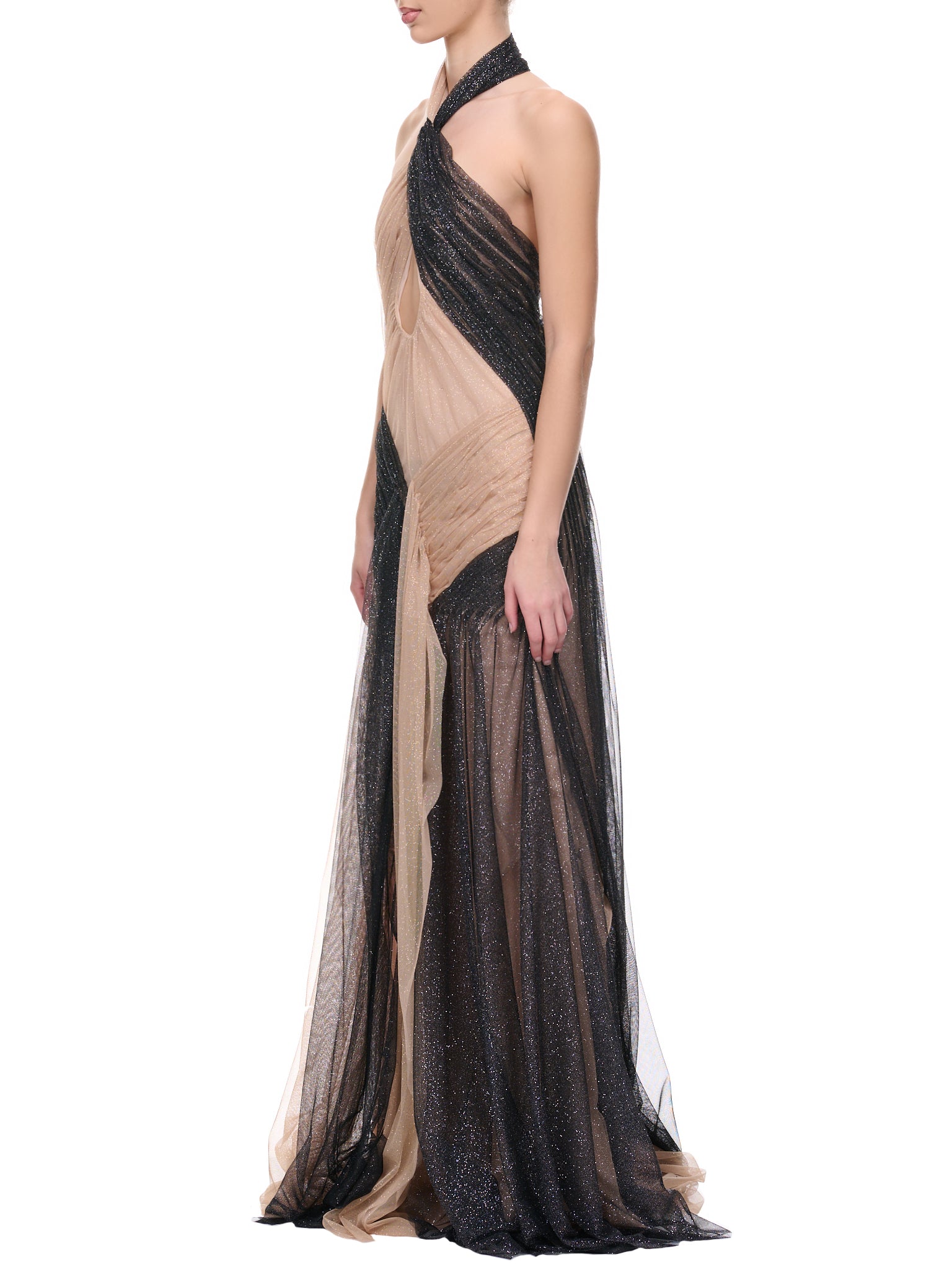 Glitter Block Dress (DR04-BEIGE-BLACK)