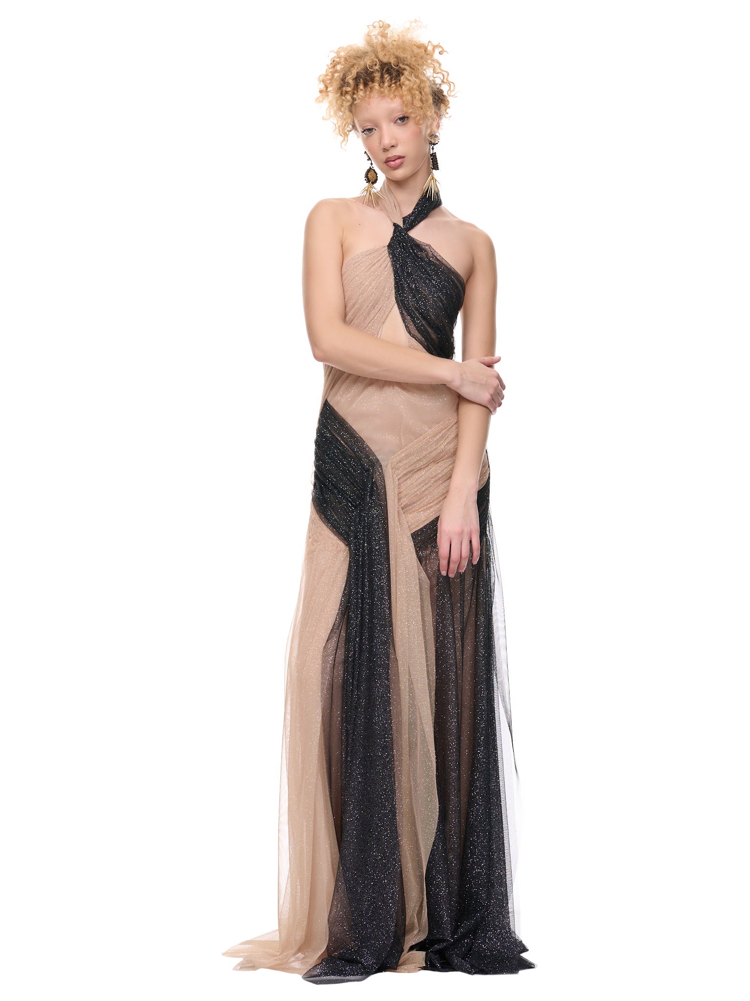 Glitter Block Dress (DR04-BEIGE-BLACK)
