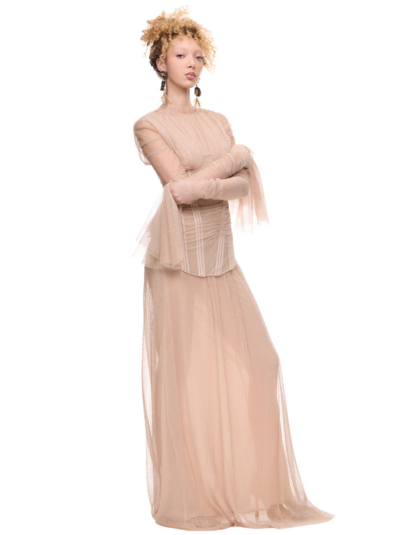 Glitter Corset Dress (DR05-NUDE)