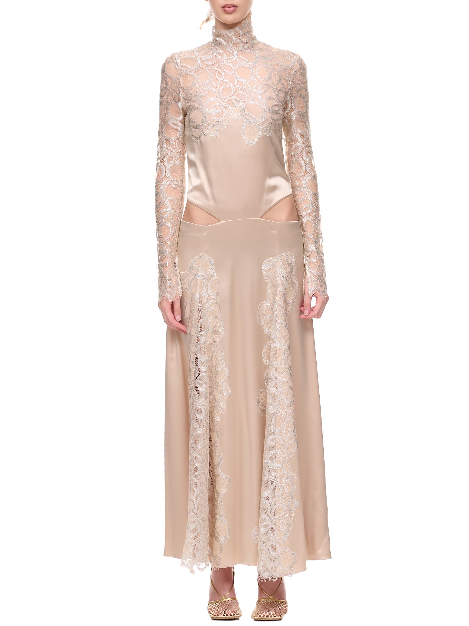 Lace Satin Dress (DR06-WHITE)