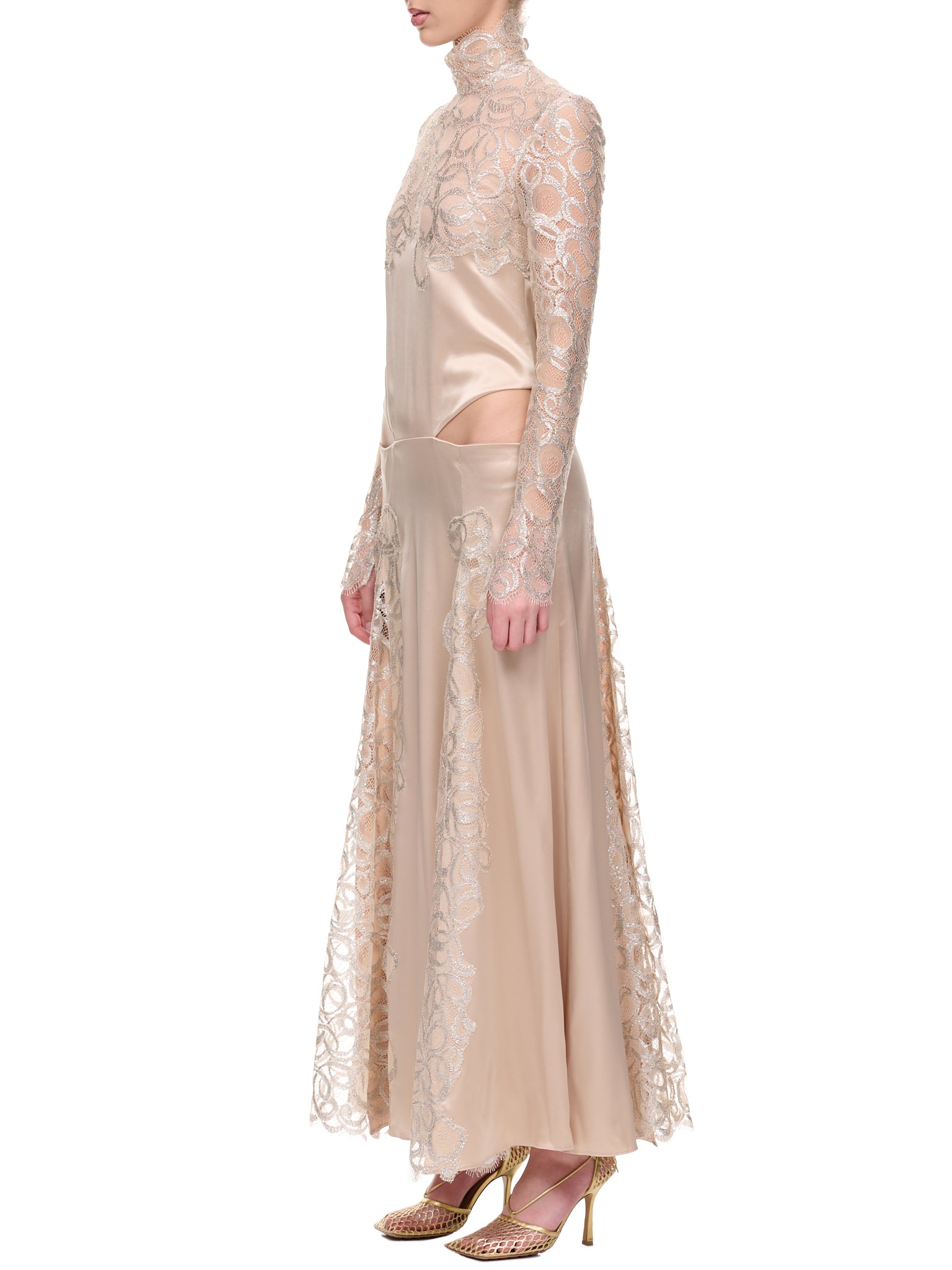 Lace Satin Dress (DR06-WHITE)