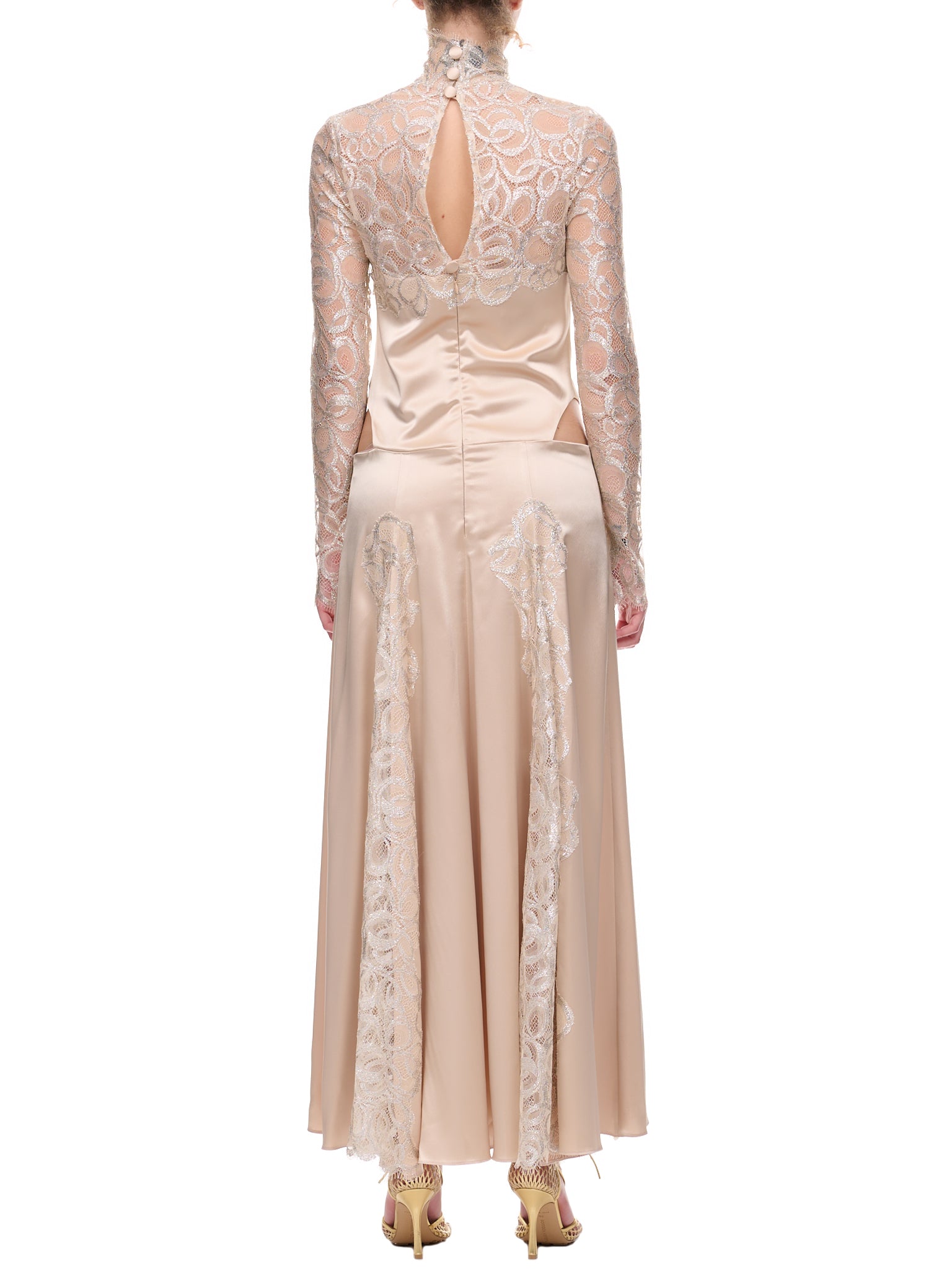 Lace Satin Dress (DR06-WHITE)