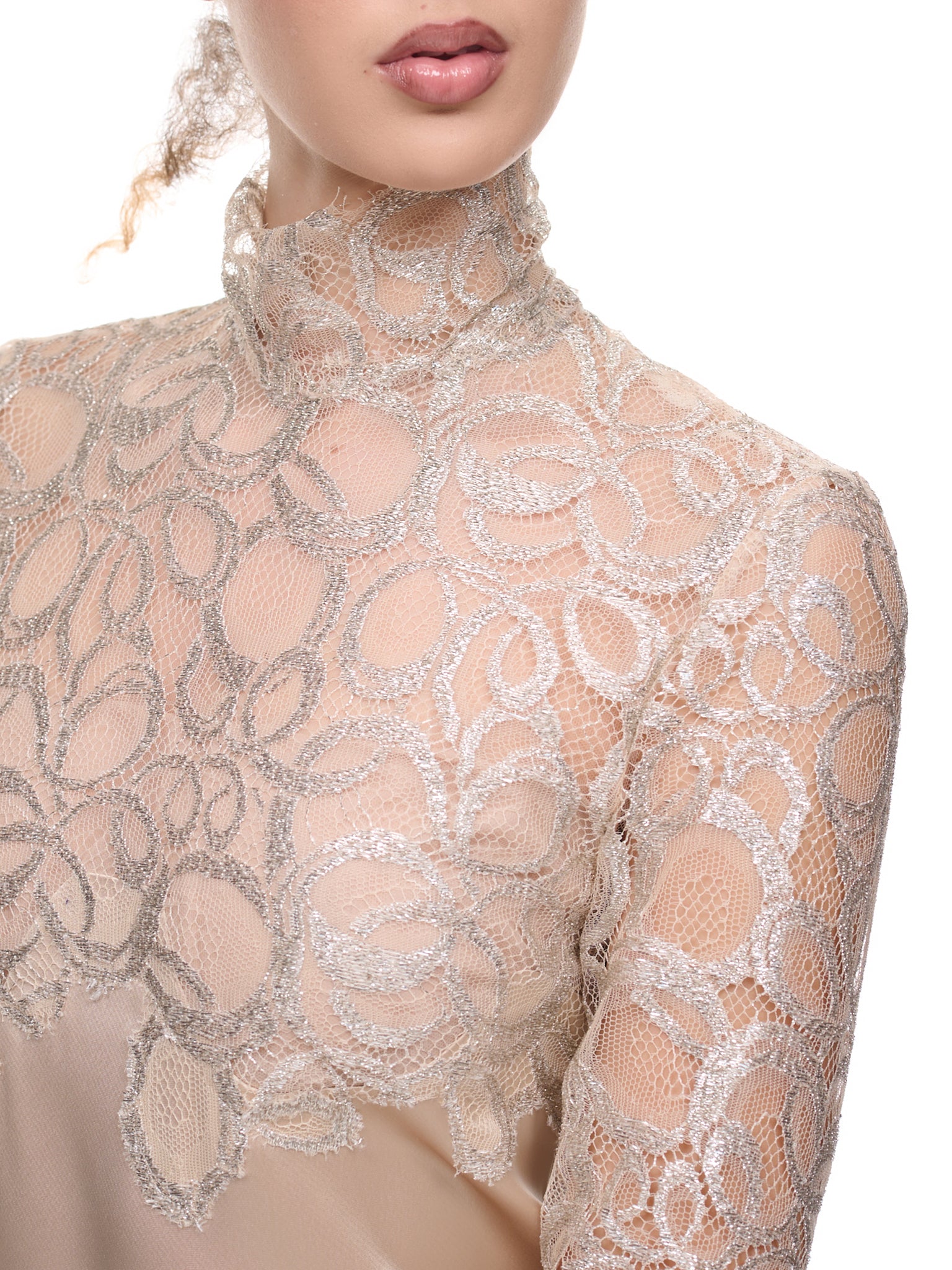 Lace Satin Dress (DR06-WHITE)