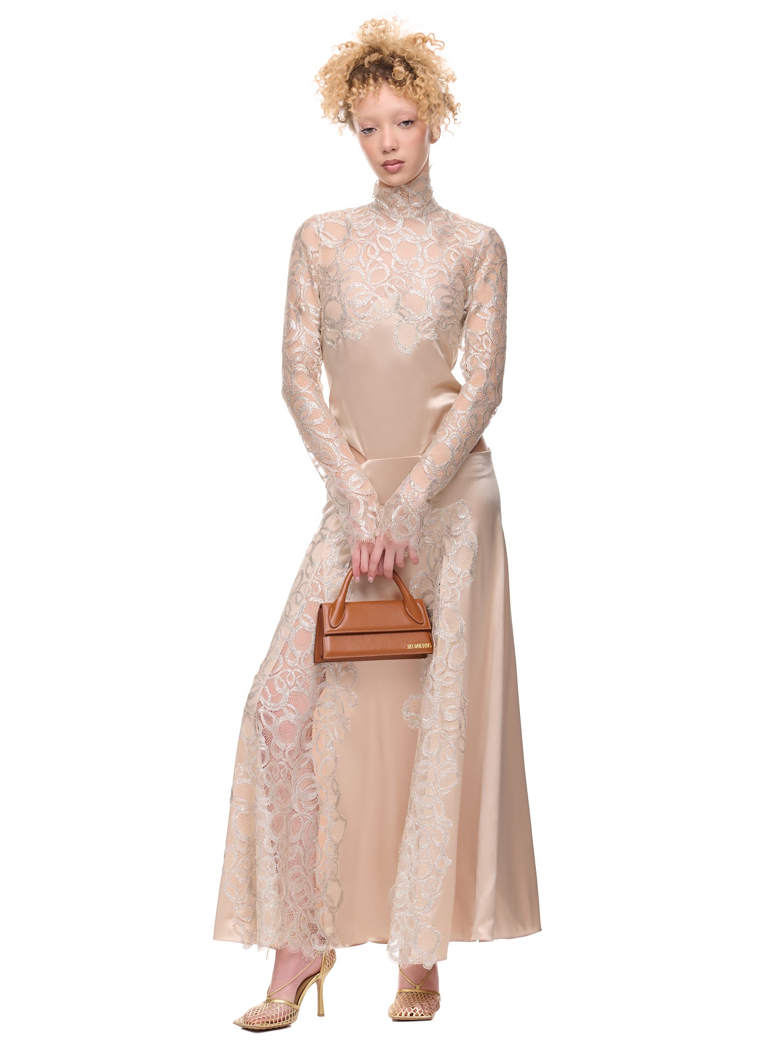 Lace Satin Dress (DR06-WHITE)