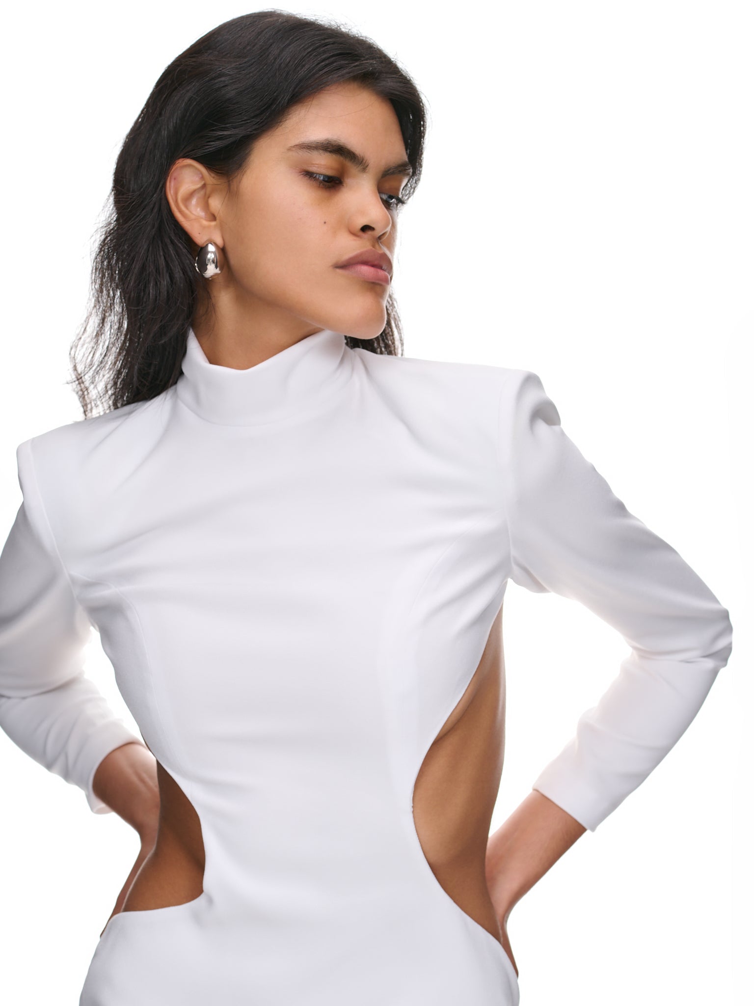 MONOT | H.Lorenzo|Backless Turtleneck Dress (DR2005A-WHITE), 2 / White MONOT | H.Lorenzo|Backless Turtleneck Dress (DR2005A-WHITE), 2 / White
