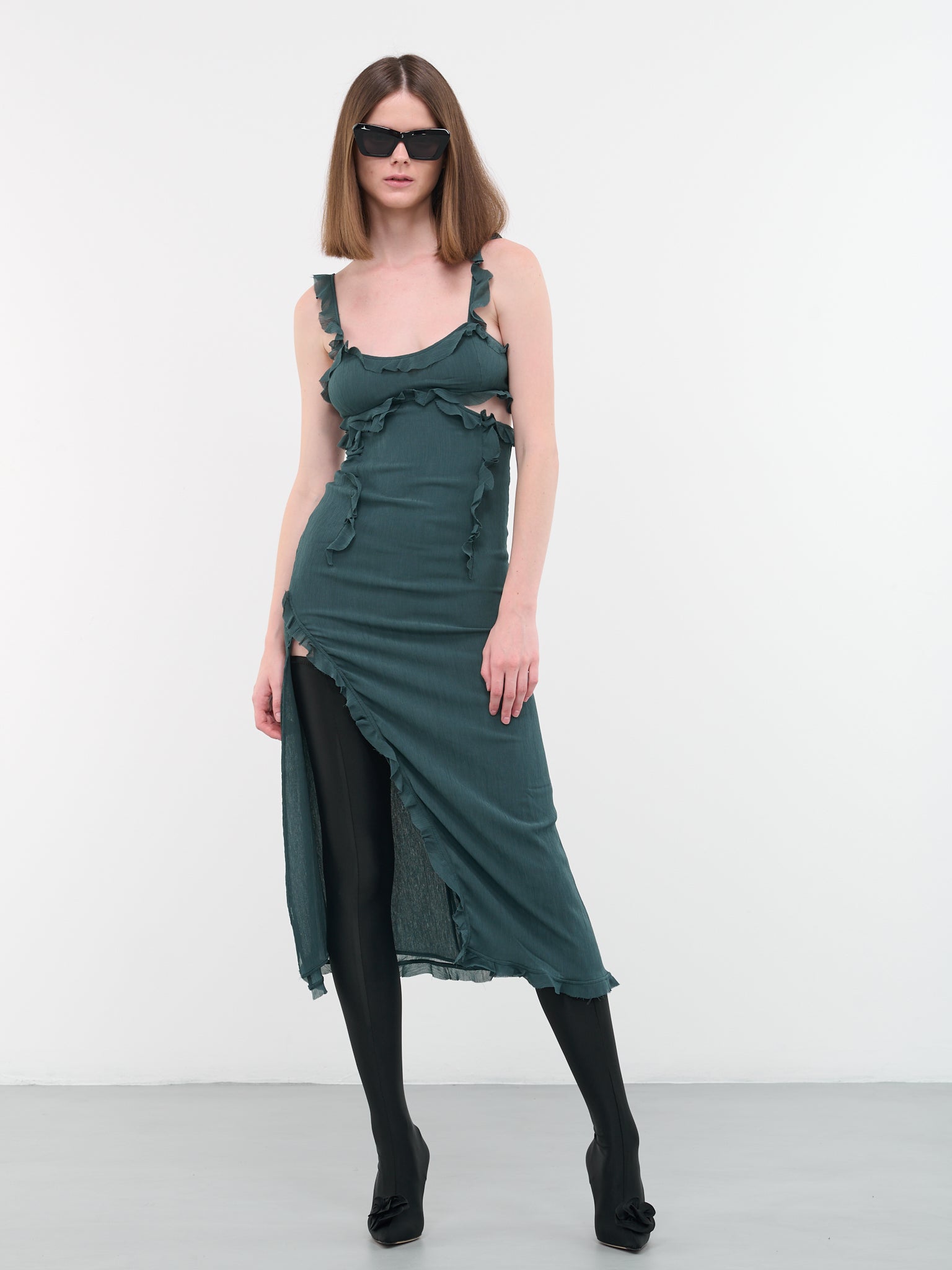 Ruffled Strap Dress (DRES000863-PETROL-BLUE) Ruffled Strap Dress (DRES000863-PETROL-BLUE)