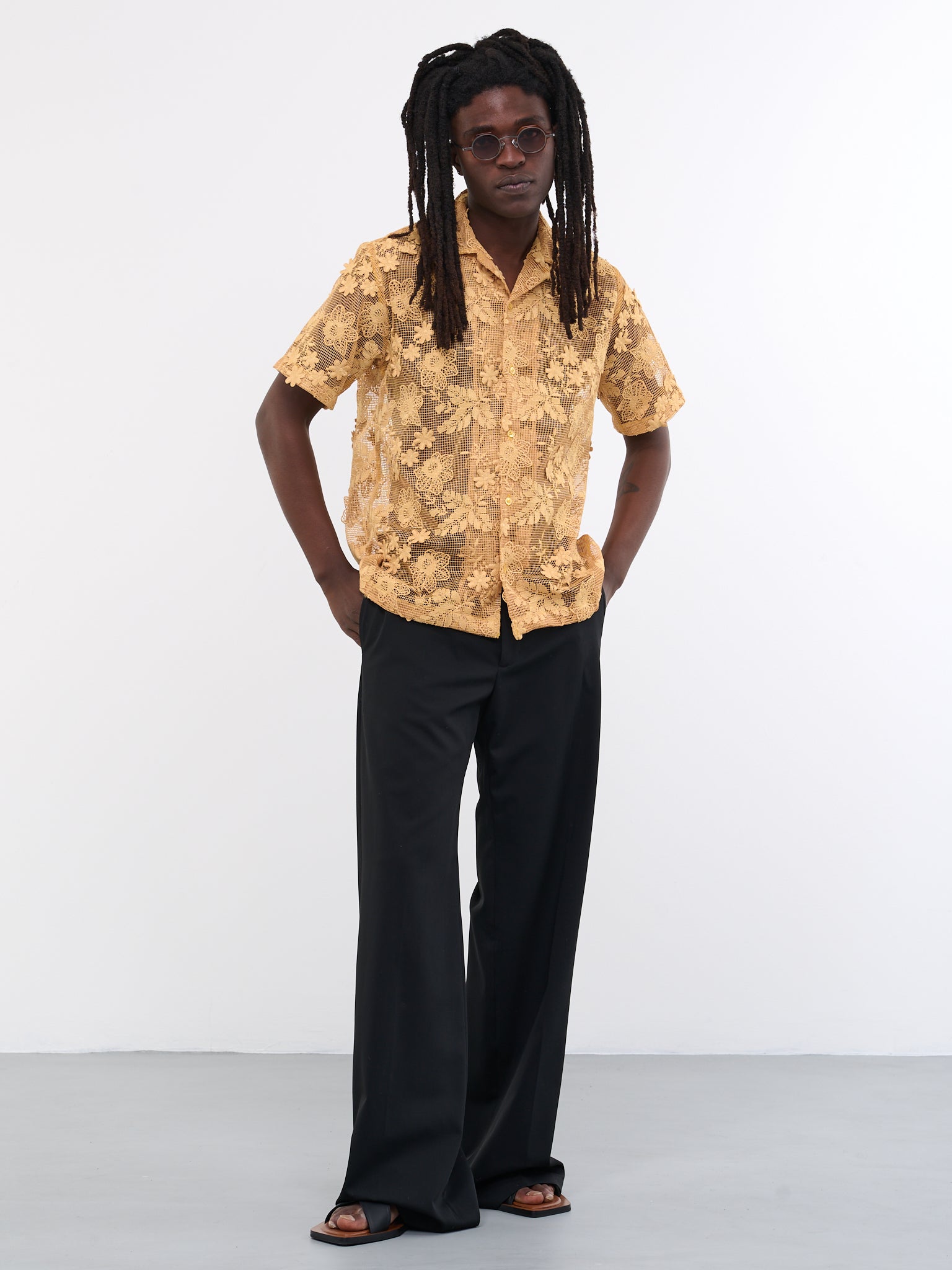 Duane Tulle Shirt (DUANE-M22W692-OCHRE-FLORAL)