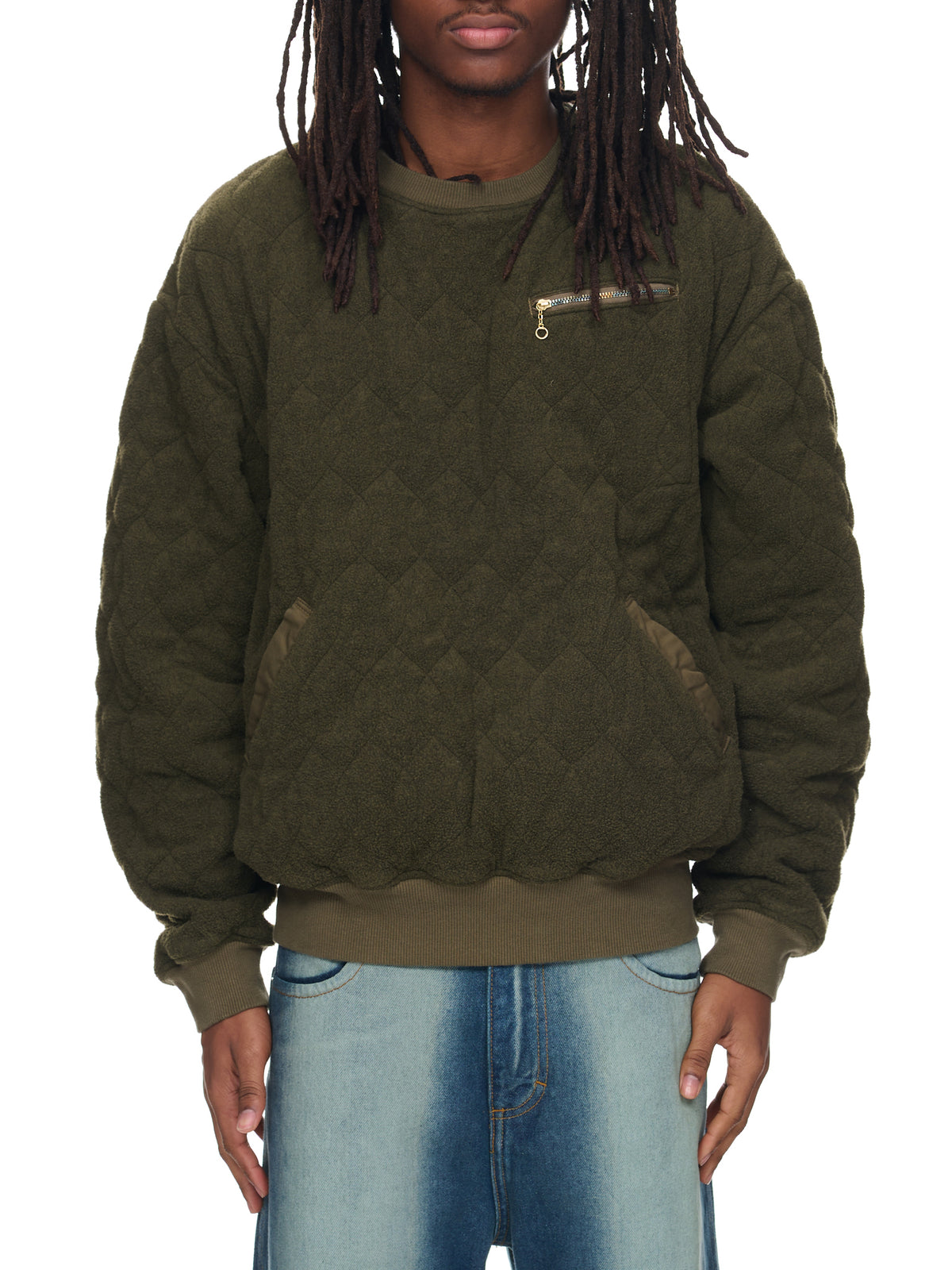 Quilted Fleece Sweater (EK-1268-KHA-KHAKI)